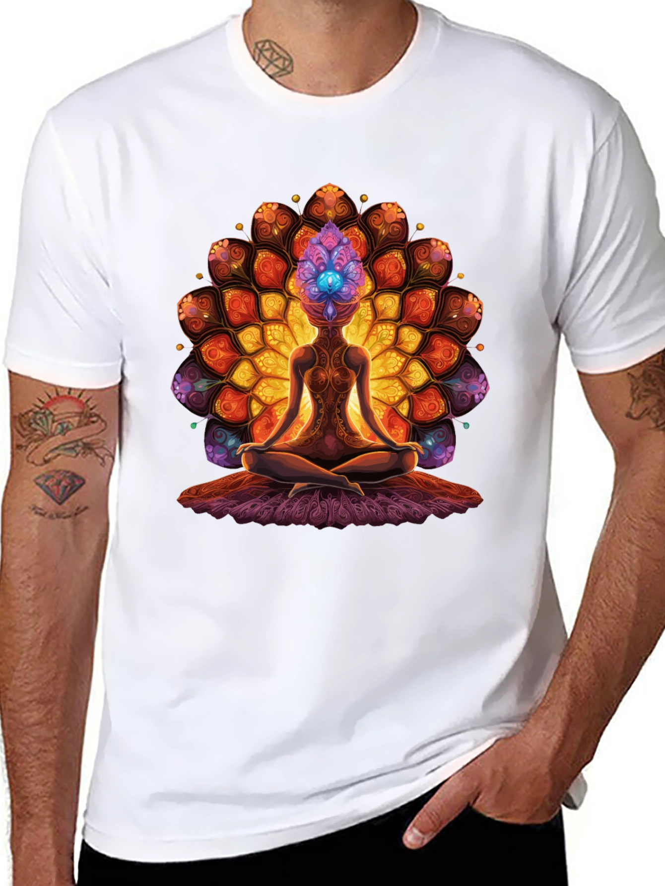 Black Meditative Mandala T-Shirt - Spiritual Design view 8