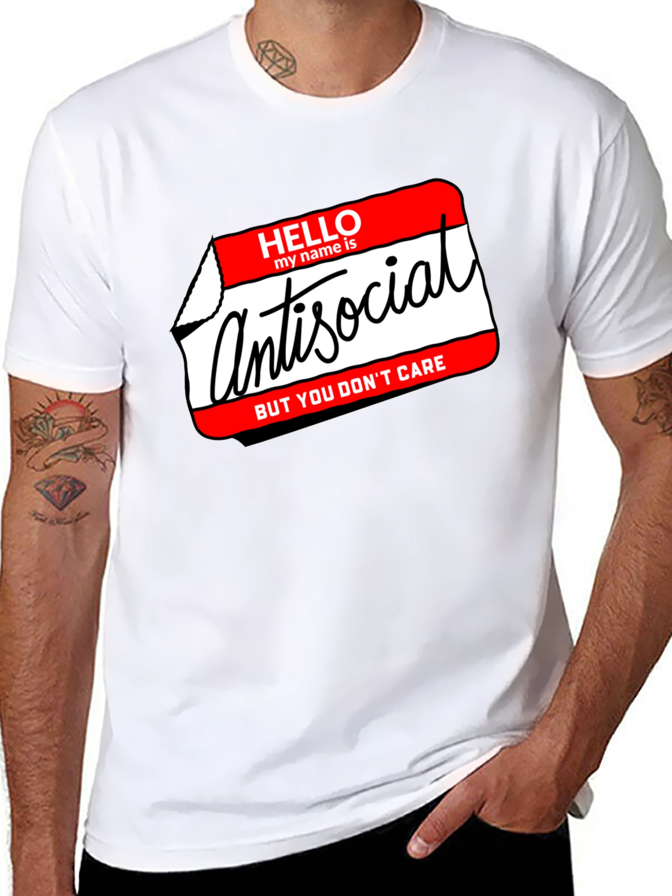 Black Antisocial Graphic T-Shirt - Hello My Name Is view 8