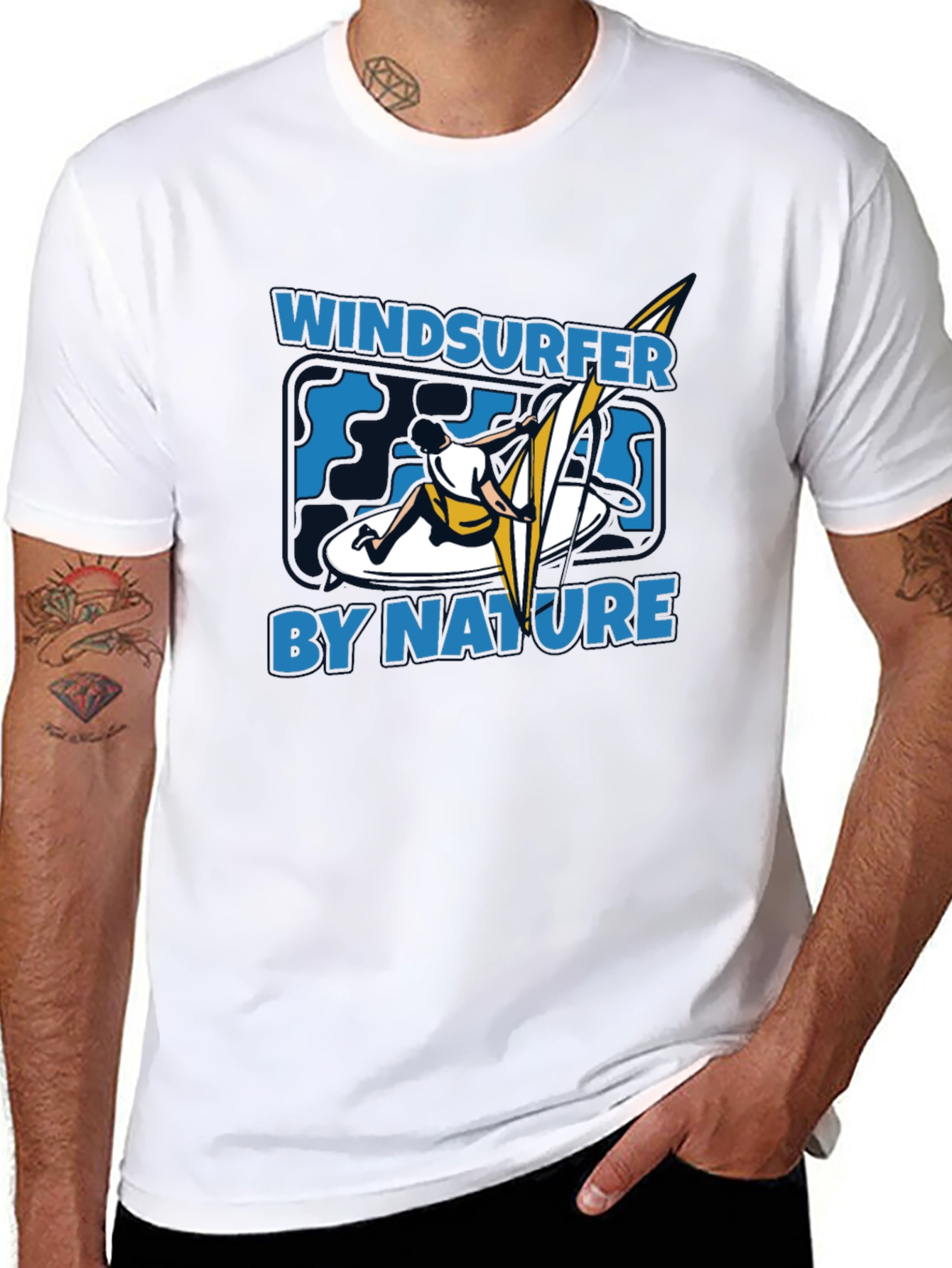 Black Windsurfer by Nature Graphic Black T-Shirt view 8