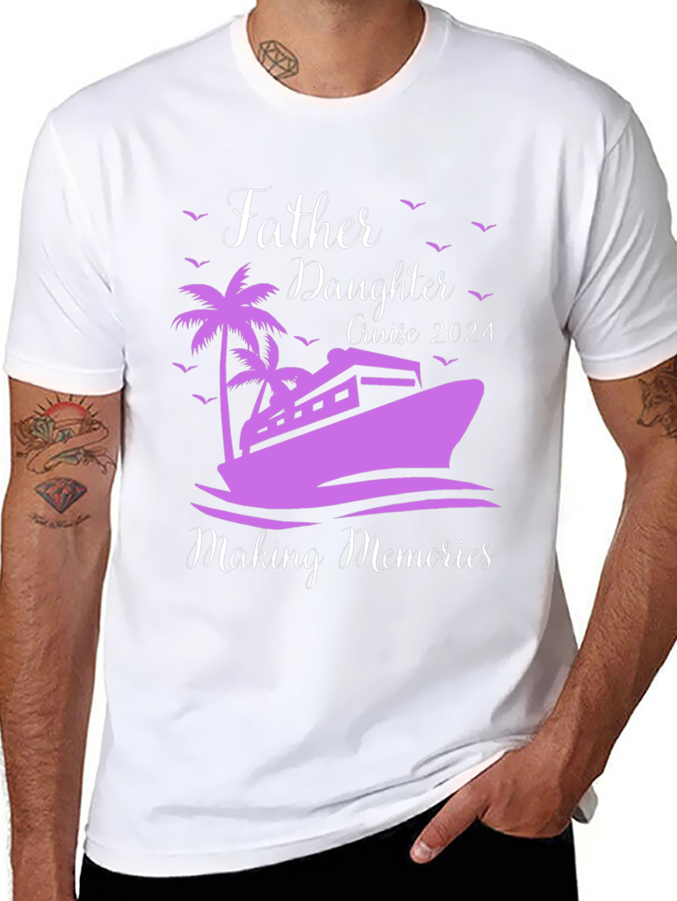 Black Father Daughter Cruise 2024 T-Shirt view 8