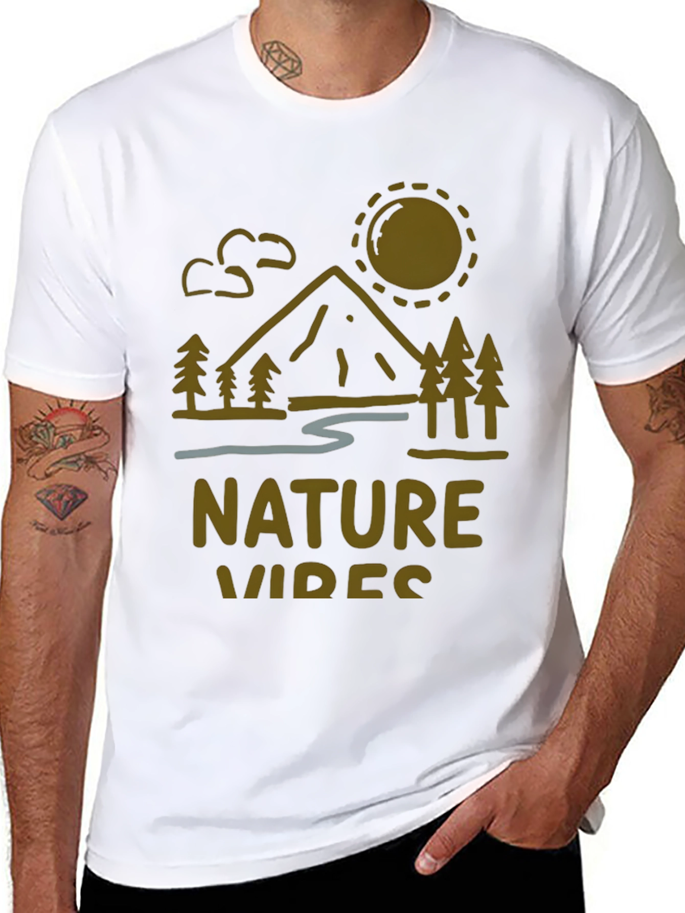 Black Nature Vibes Graphic Tee - Mountain Scene view 8