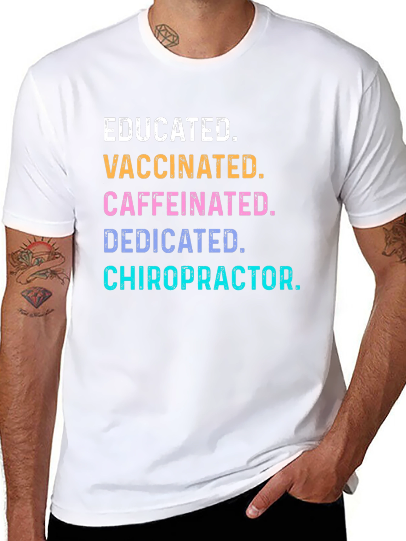 Black Educated Vaccinated Caffeinated Chiropractor T-Shirt view 8