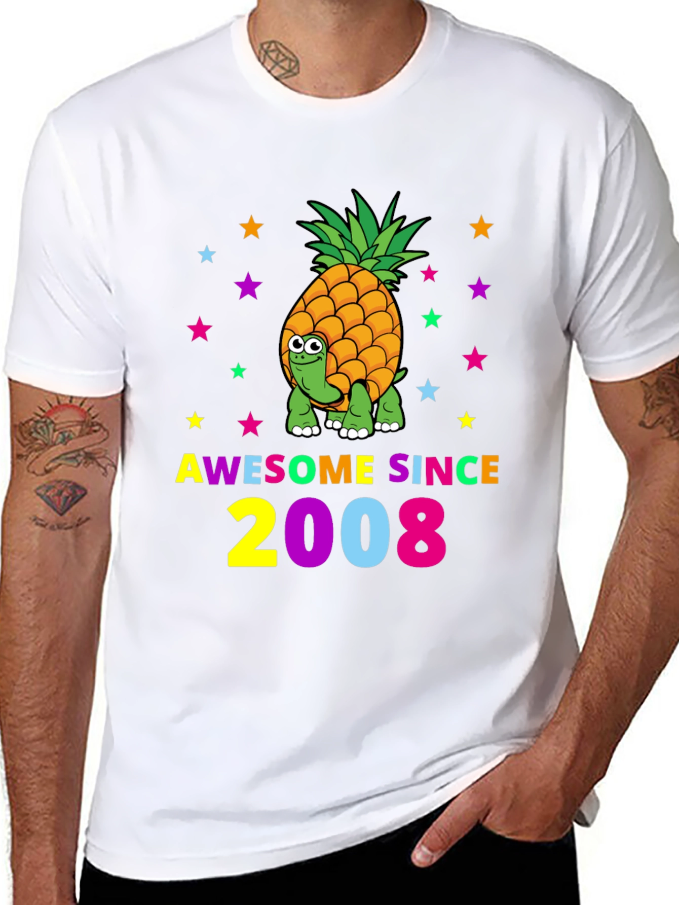 Black Awesome Since 2008 Turtle-Pineapple Graphic Tee view 8