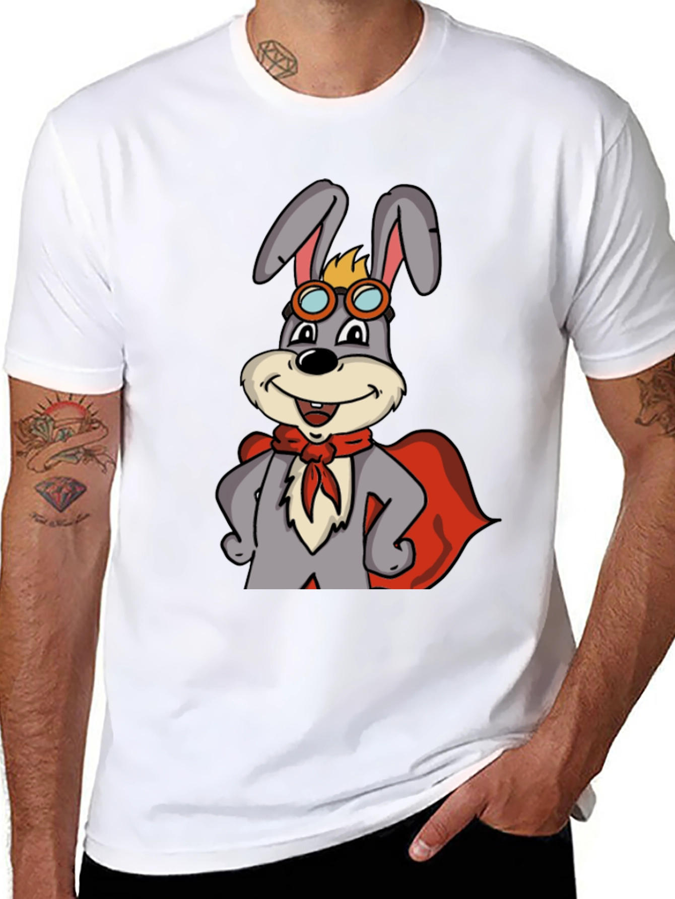 Black Superhero Rabbit T-Shirt view 8