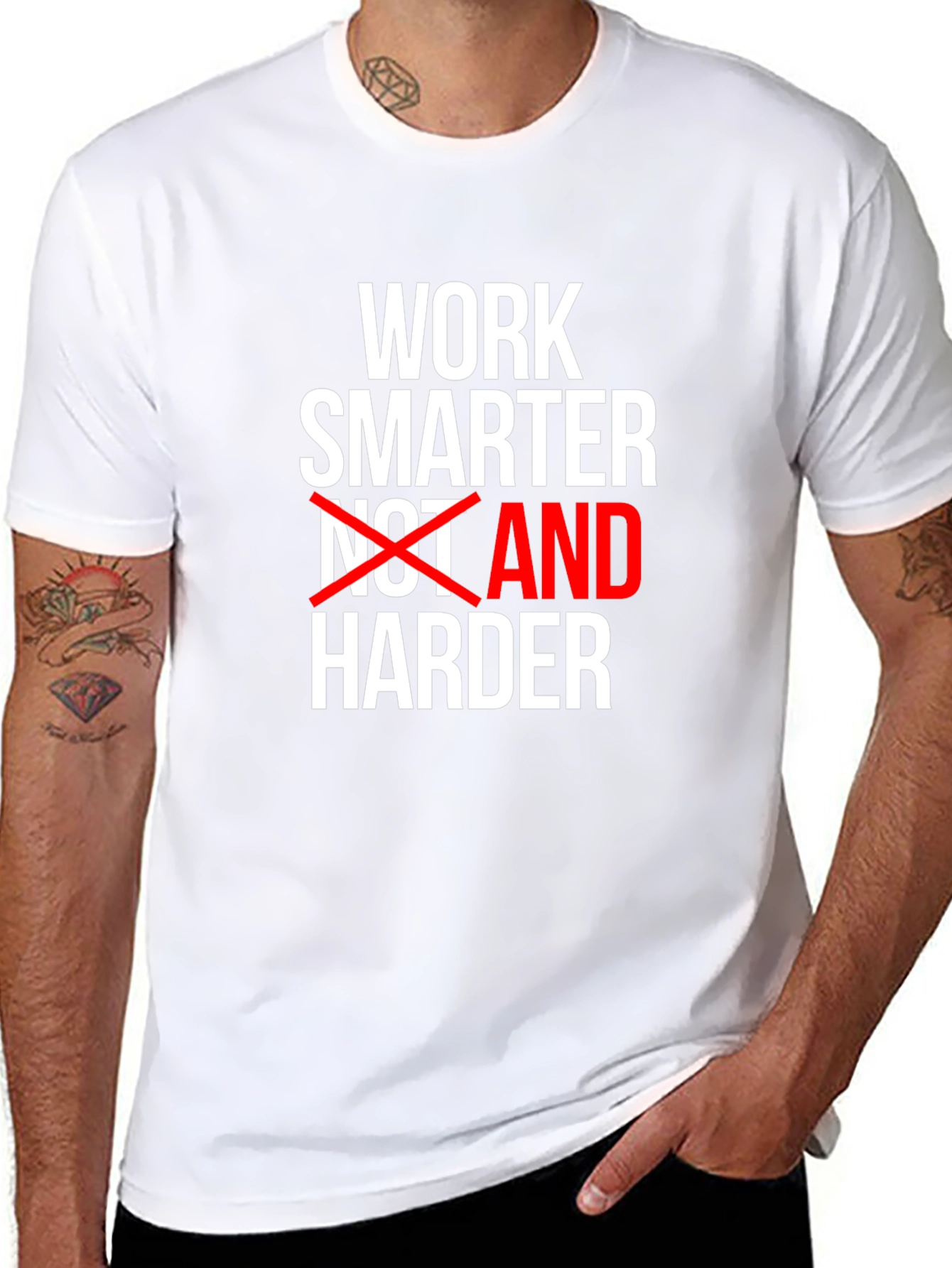 Black Work Smarter Motivational T-Shirt view 8