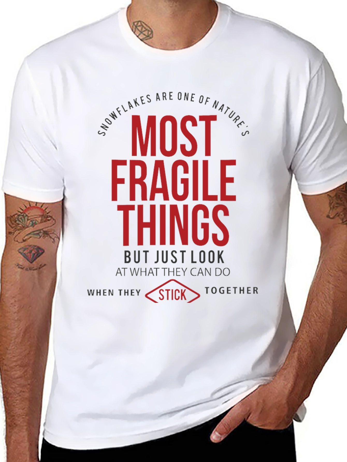 Black Fragile Things T-Shirt - Black Crew Neck view 8