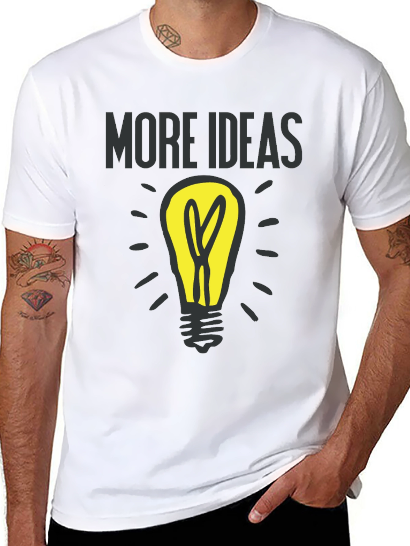 Black More Ideas Light Bulb Graphic T-Shirt view 8