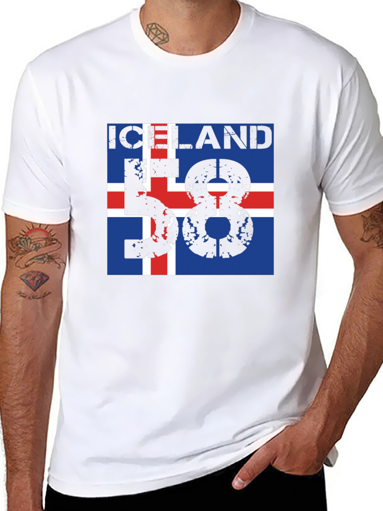 Iceland Flag Graphic T-Shirt - Black - 8