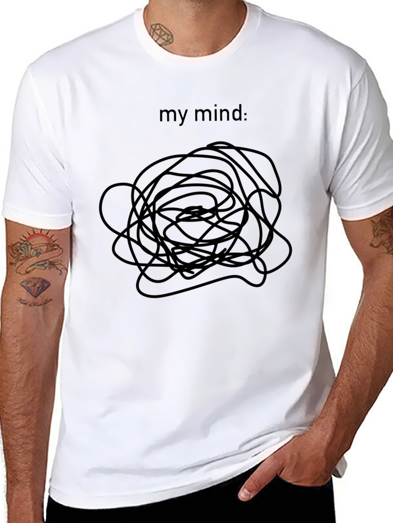 Black My Mind Black T-Shirt - Tangled Mess Graphic Tee view 8