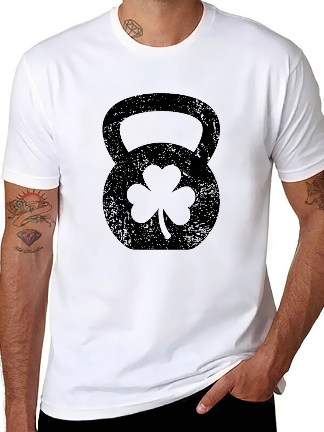 Black St. Patrick's Day Kettlebell Black T-Shirt view 8