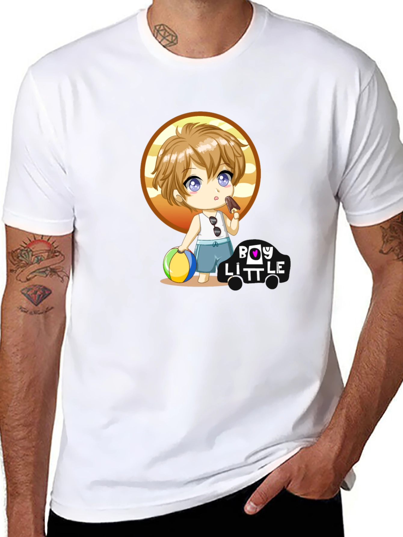 Black Boy Little Cartoon Graphic T-Shirt view 8