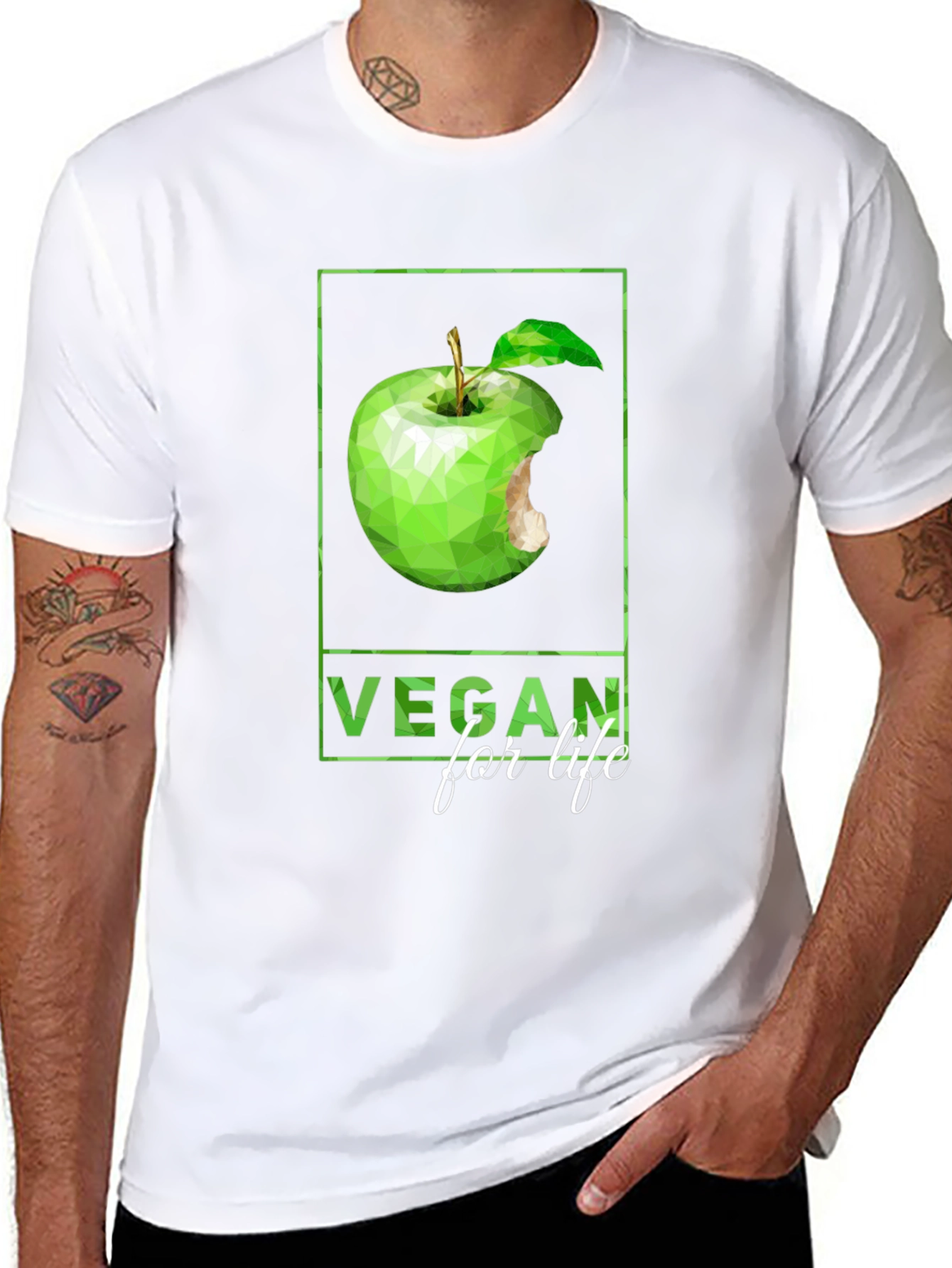 Black Vegan for Life Graphic Tee - Apple Design view 8