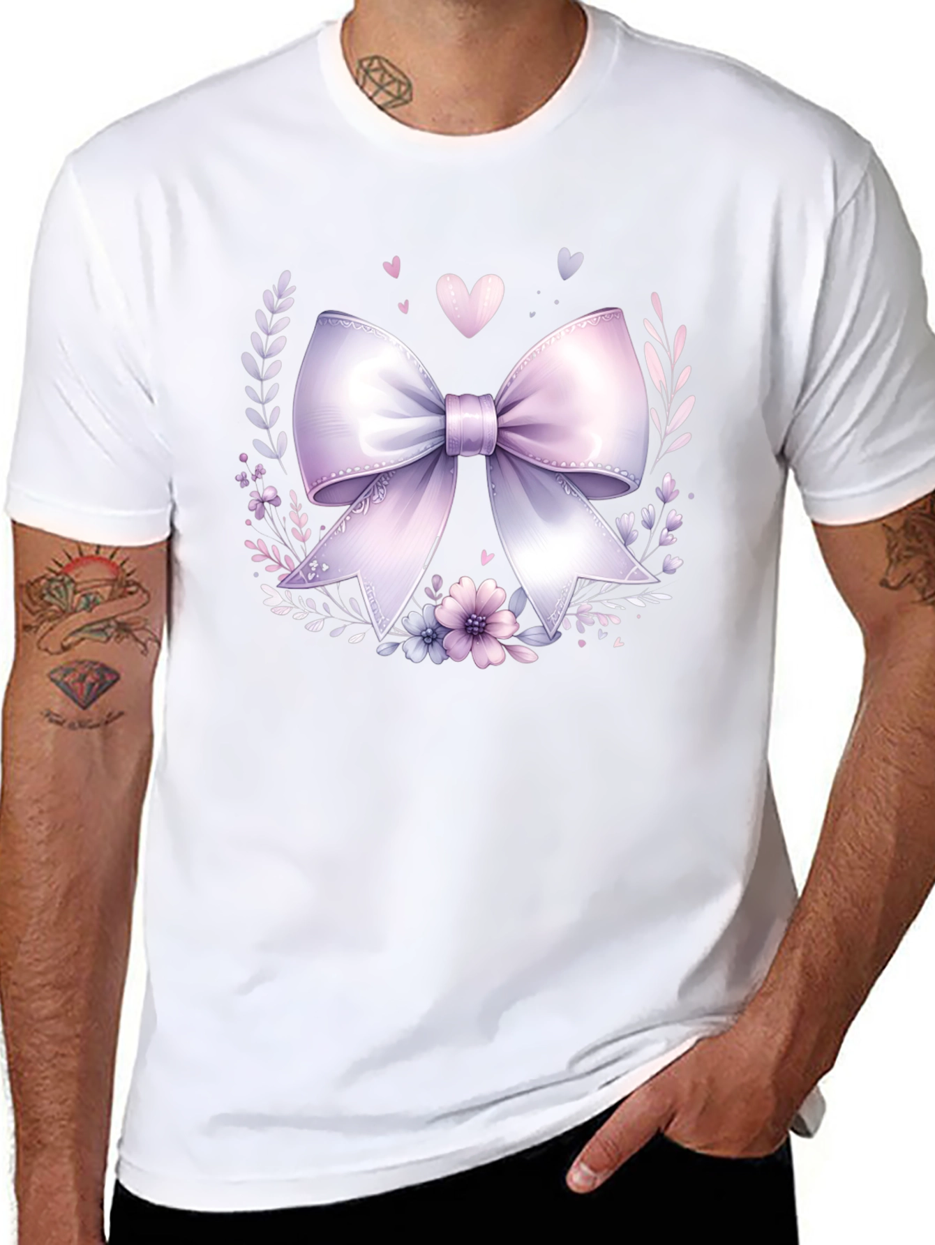 Floral Bow Graphic Tee - Stylish Casual Wear - 8