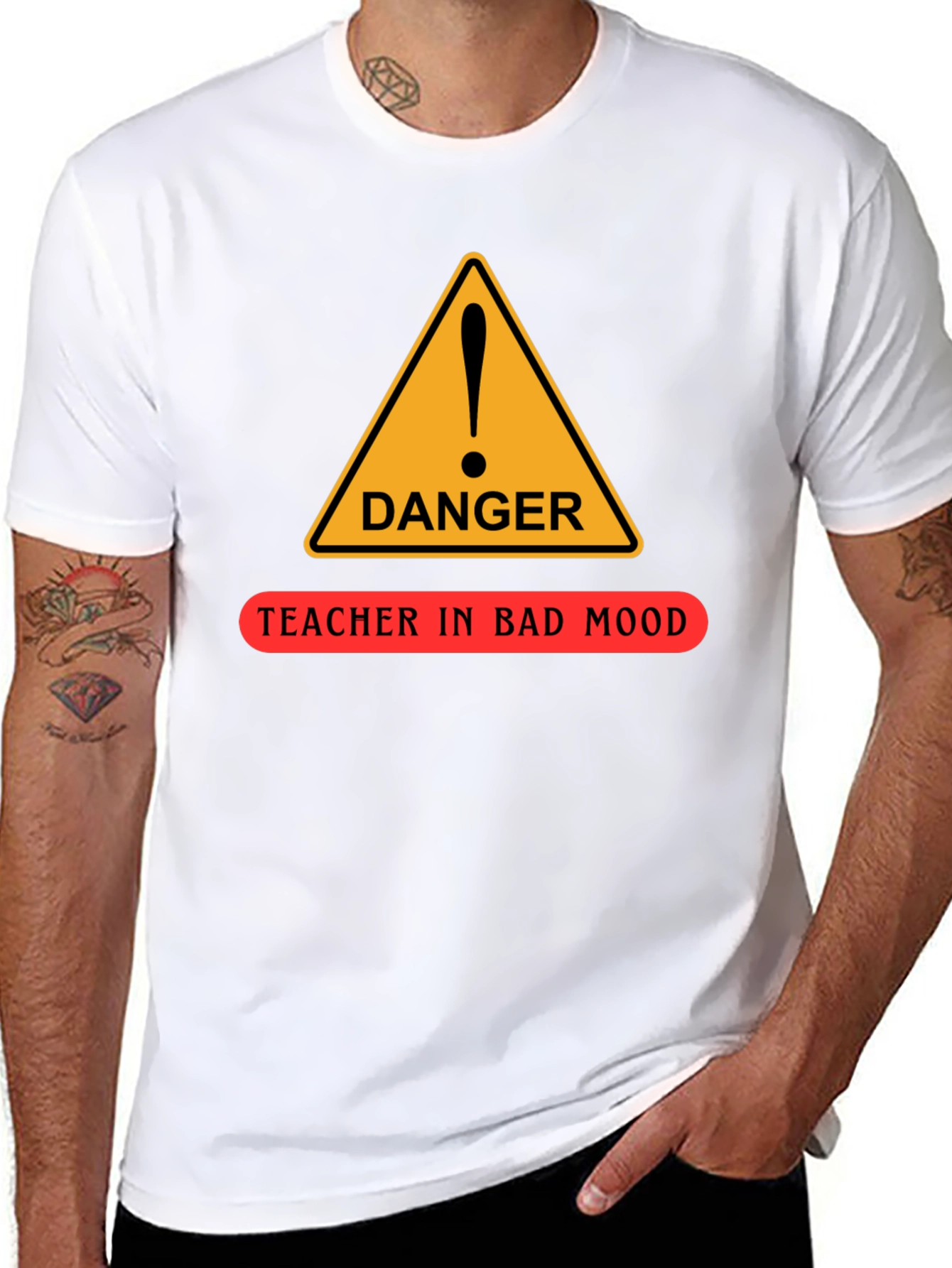 Black Danger Teacher in Bad Mood Funny T-Shirt view 8