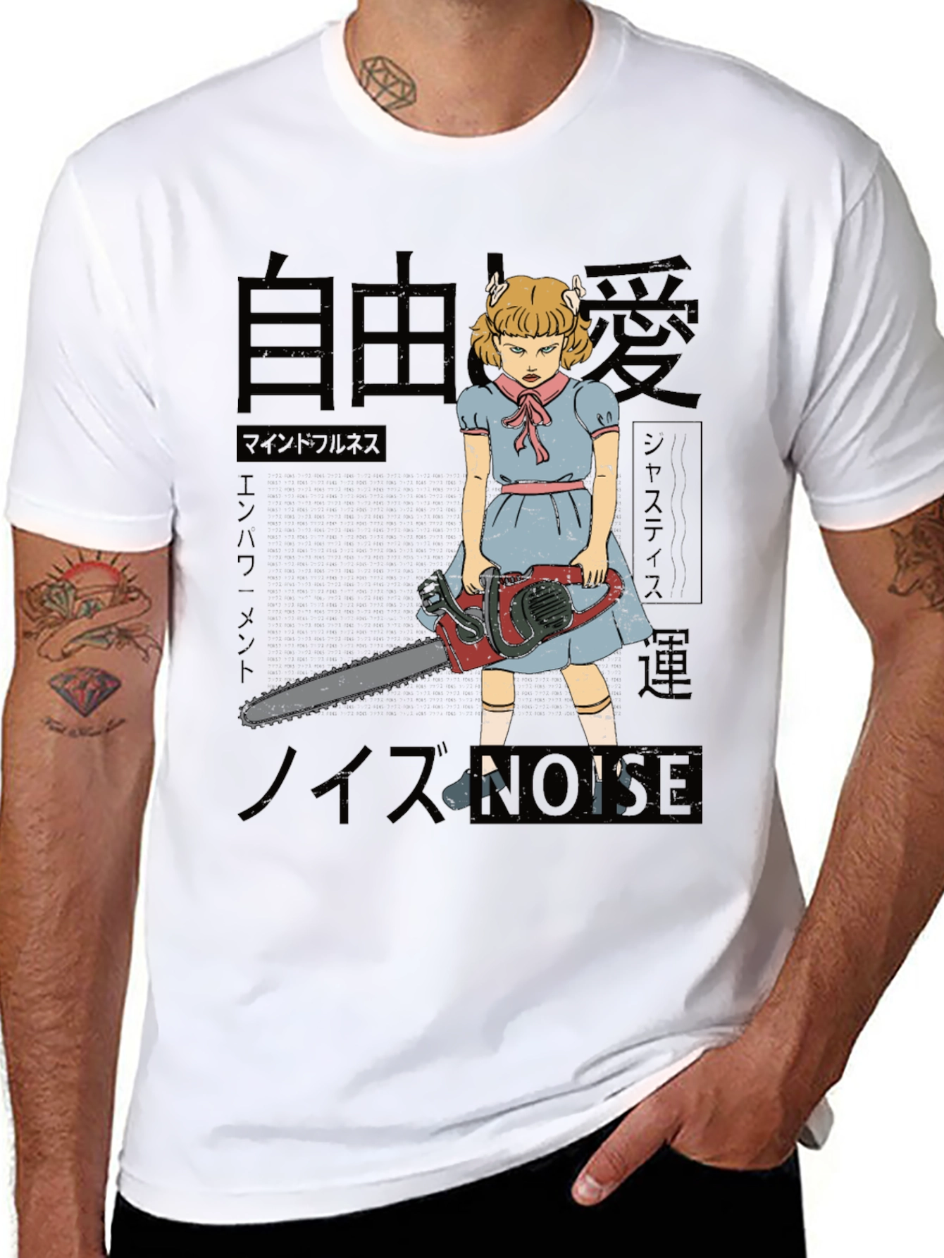 Black Horror Chainsaw Girl T-Shirt view 8