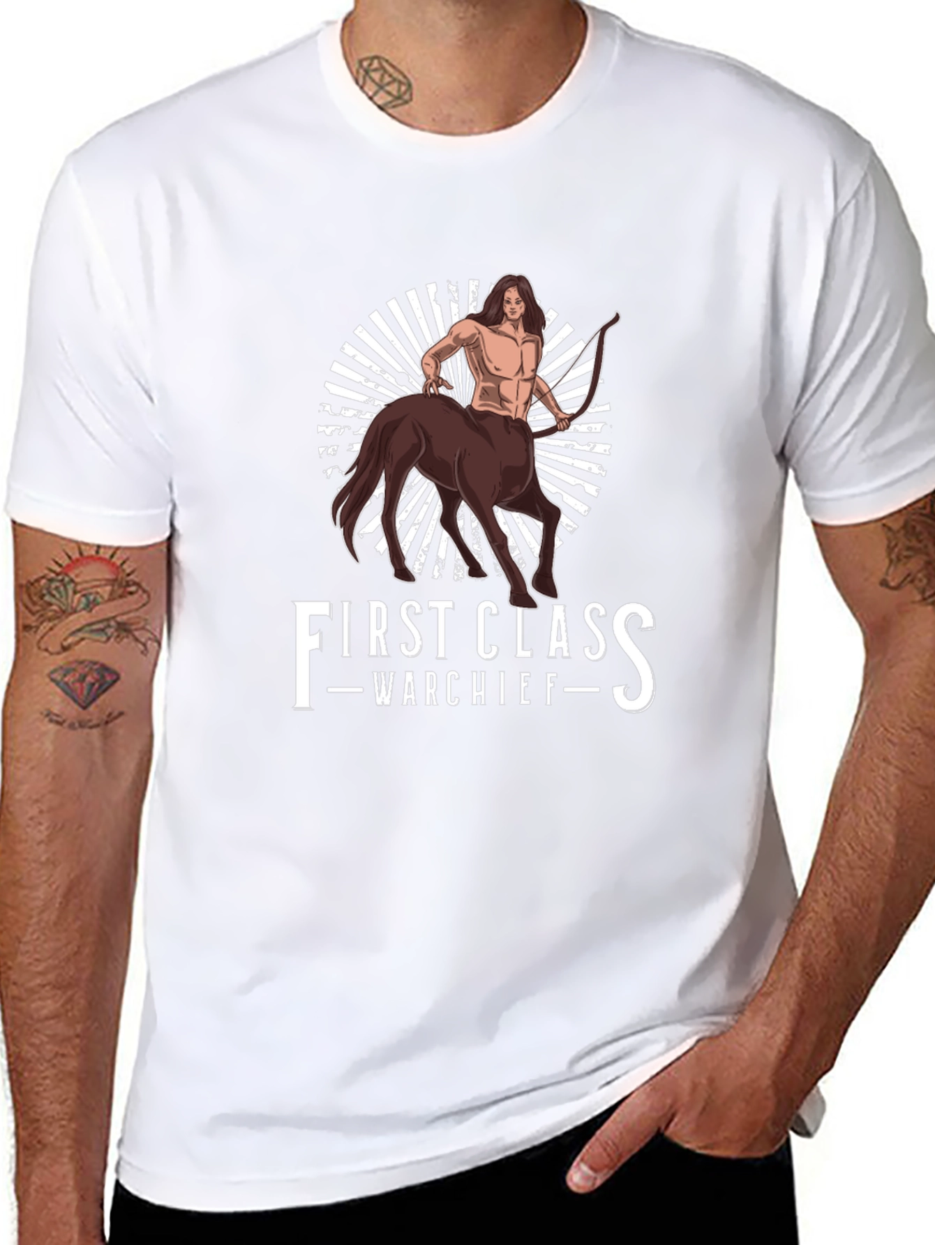 Black First Class Warchief Centaur Graphic Tee view 8