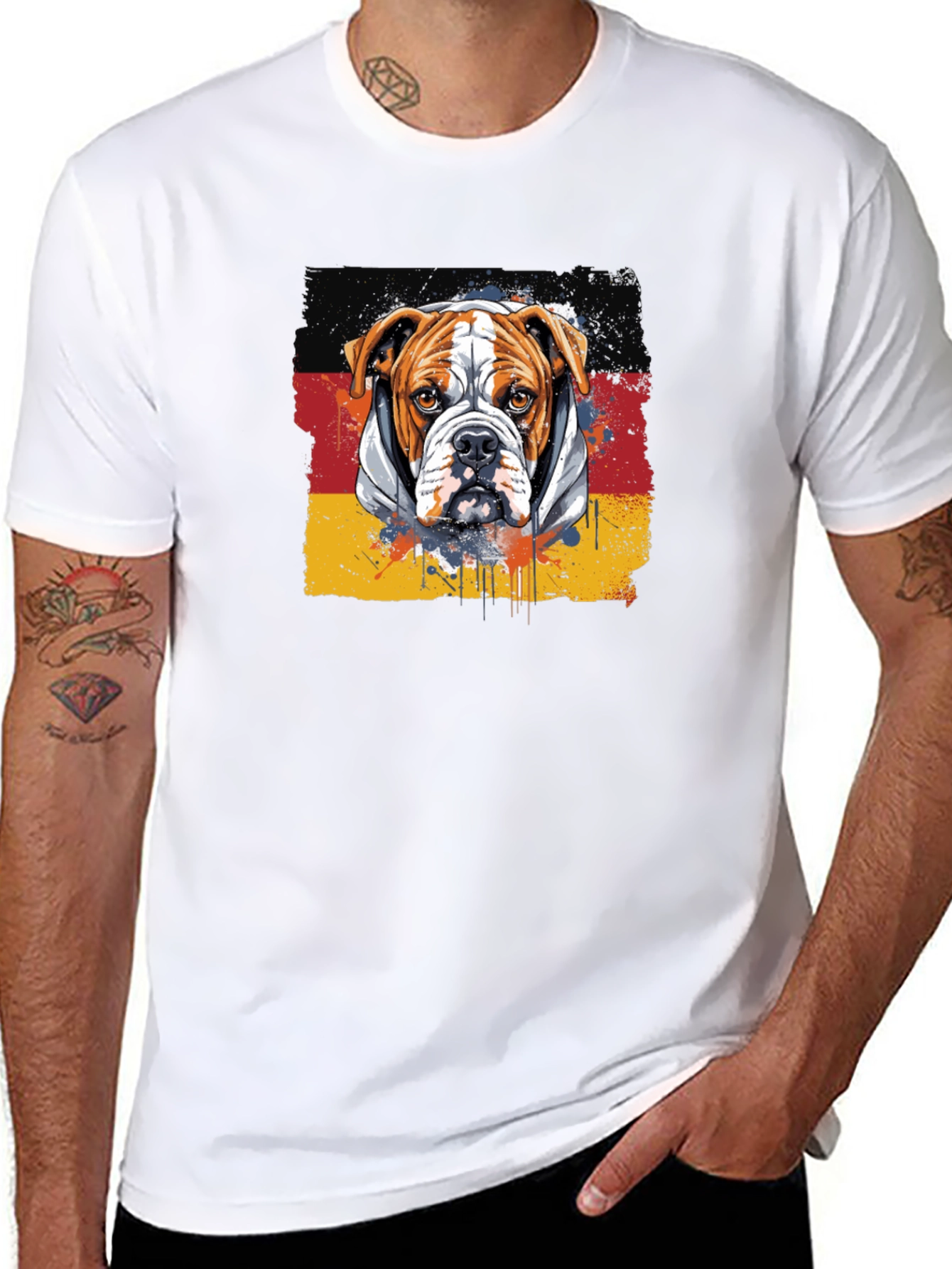 Black Bulldog Germany Flag Graphic T-Shirt view 8
