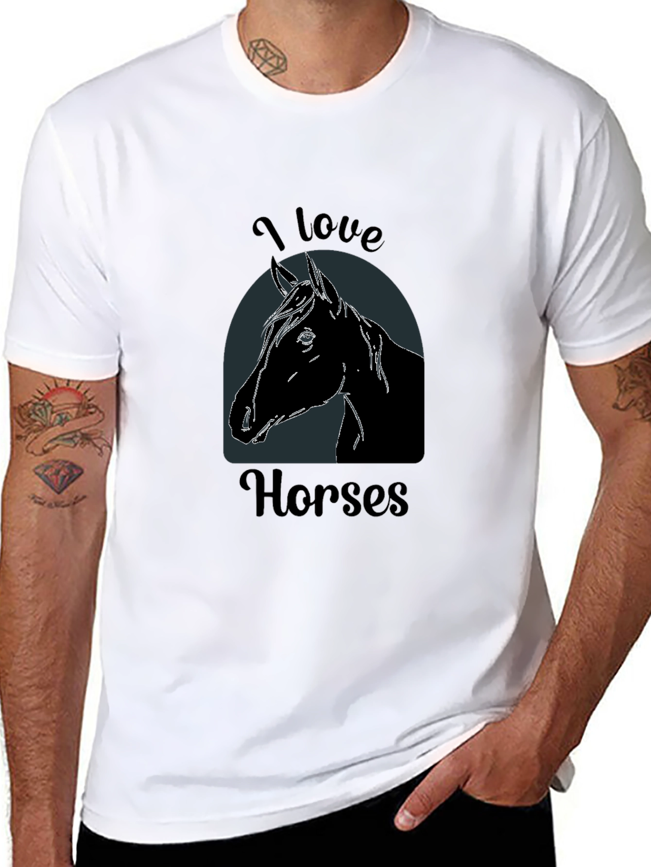 Black I Love Horses Black T-Shirt - Equestrian Tee view 8