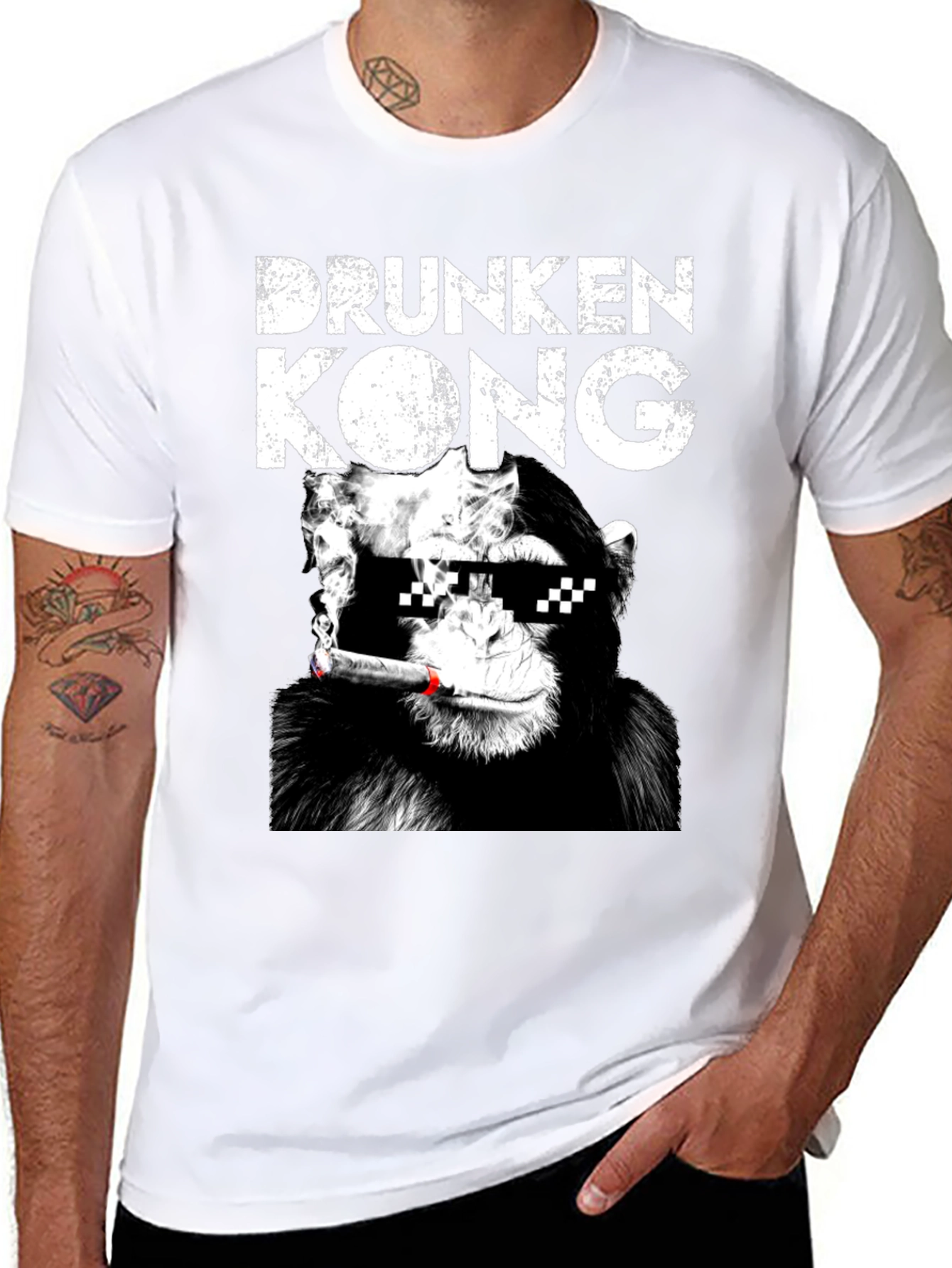 Black Drunken Kong Graphic Tee - Funny Monkey T-Shirt view 8