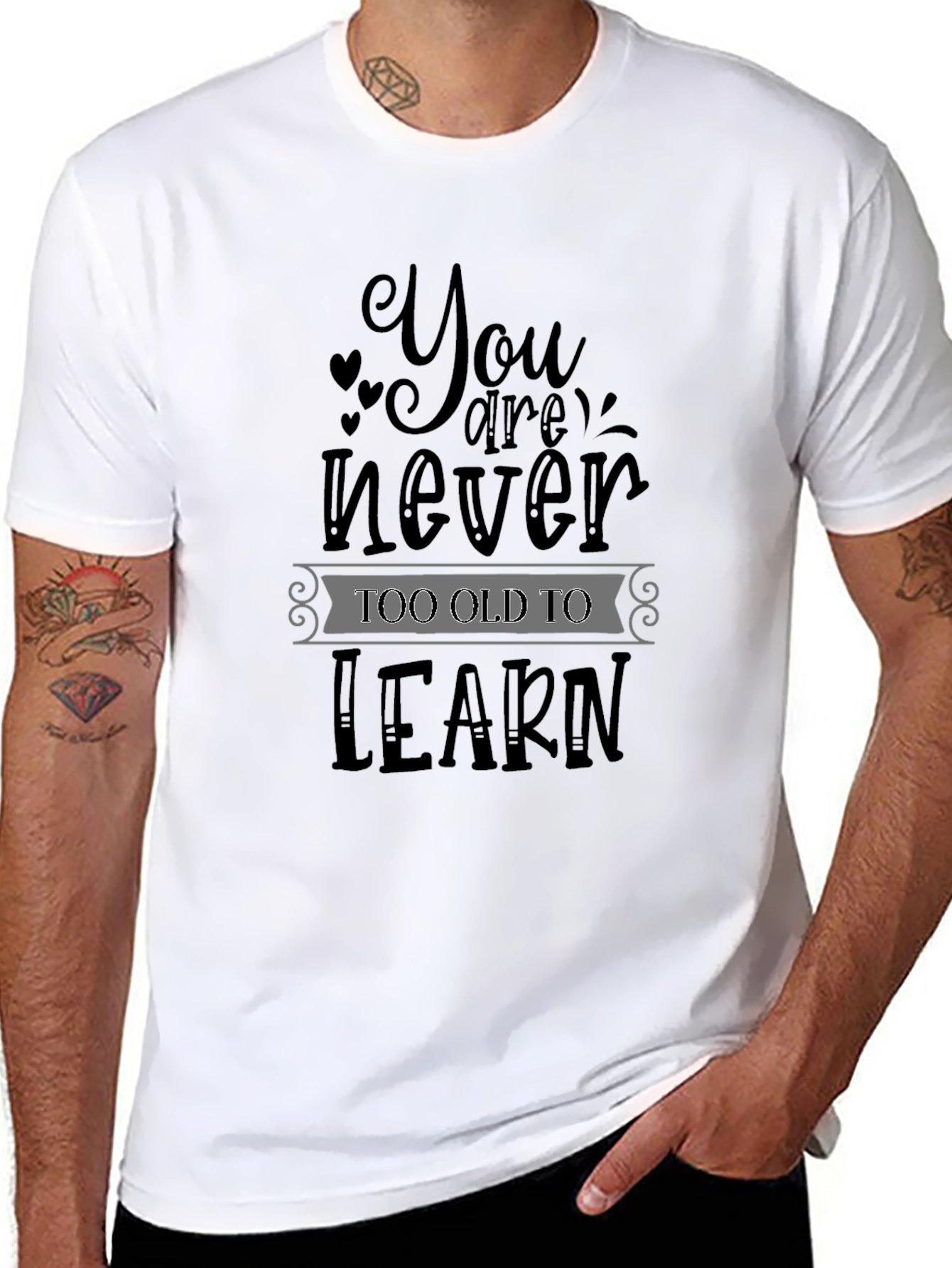 Black Never Too Old To Learn Graphic Tee view 8
