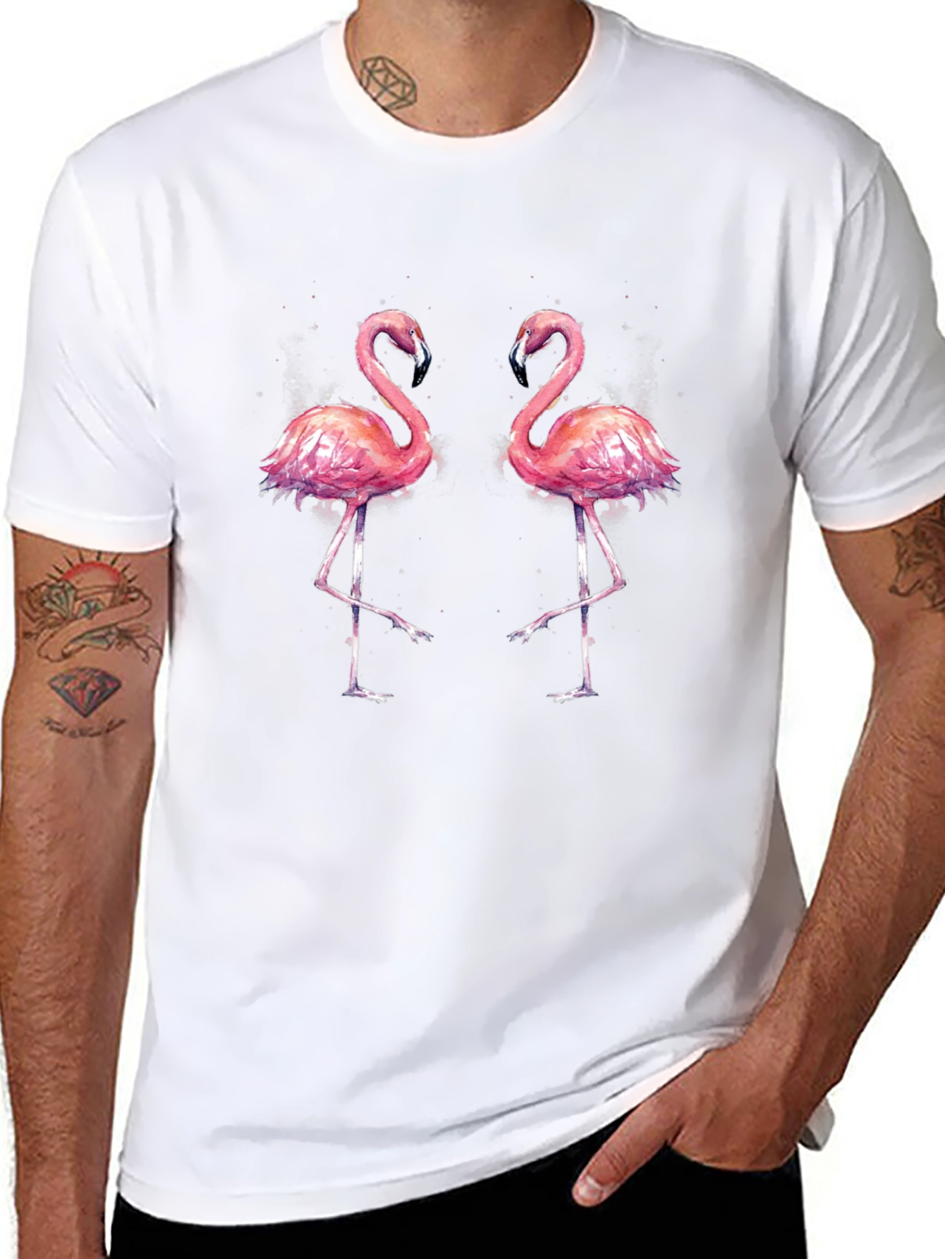 Black Flamingo Graphic Tee - Black Cotton T-Shirt view 8