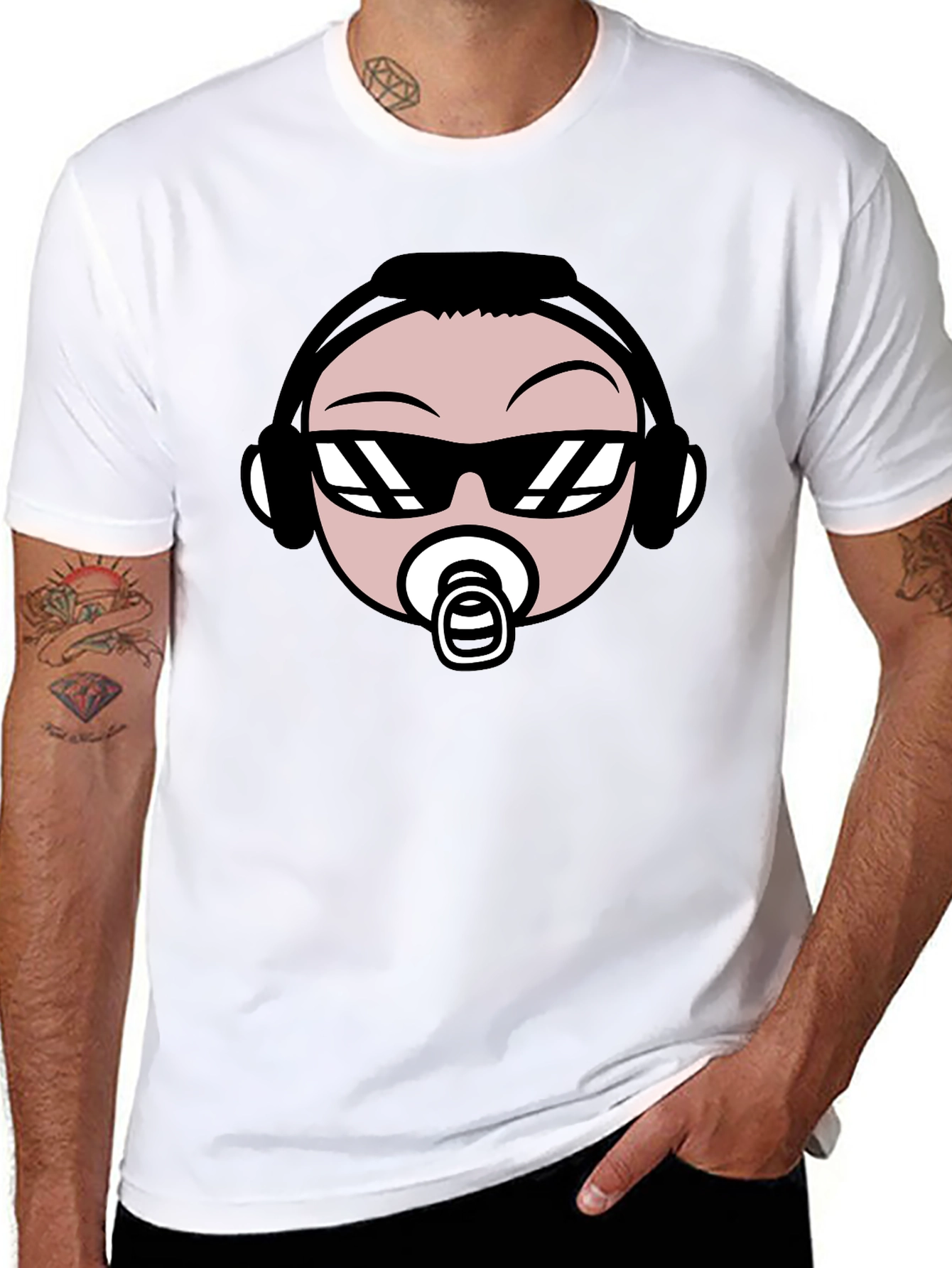 Black Cool Baby DJ T-Shirt - Black Cotton Graphic Tee view 8