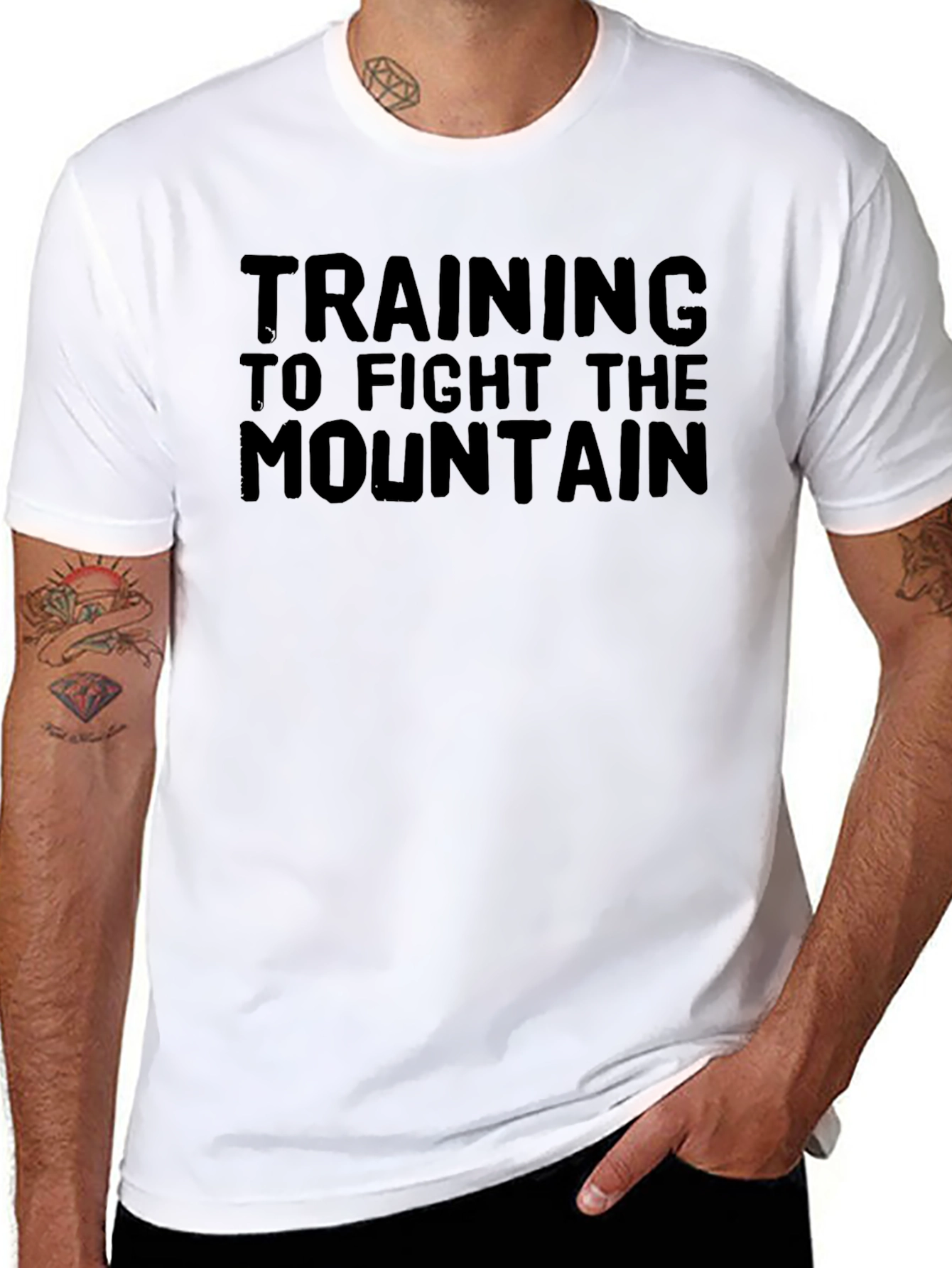 Black Training to Fight the Mountain Graphic T-Shirt view 8