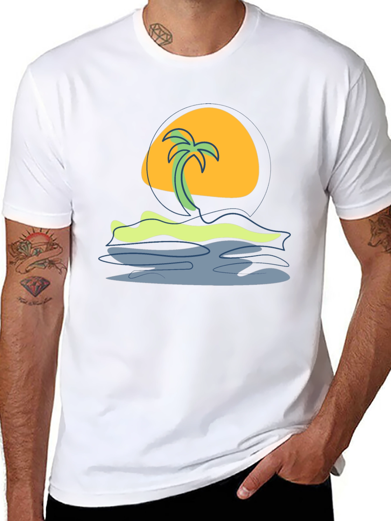 Black Tropical Sunset Graphic Tee - Island Vibes view 8