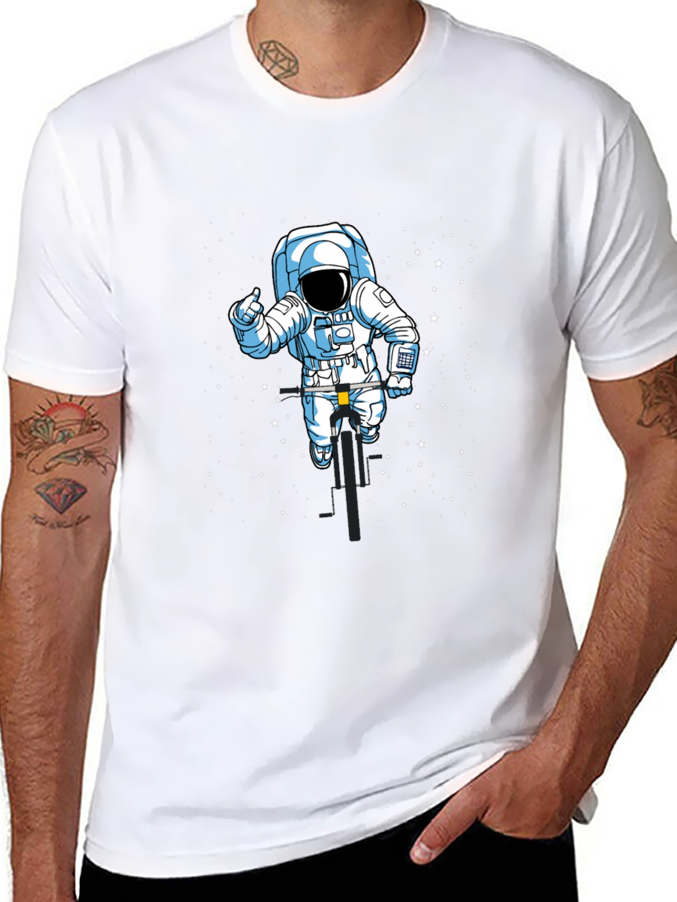 Black Astronaut Biker T-Shirt - Space Ride Tee view 8