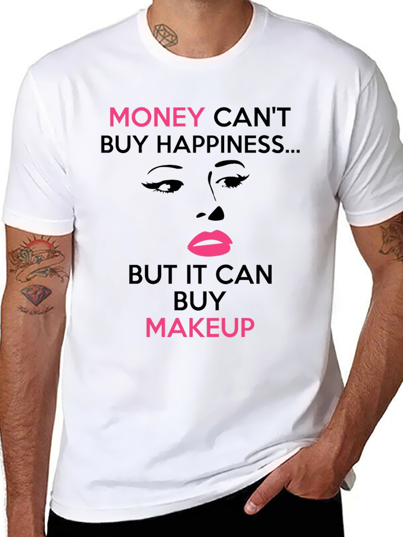 Black Money Can't Buy Happiness But Makeup T-Shirt view 8