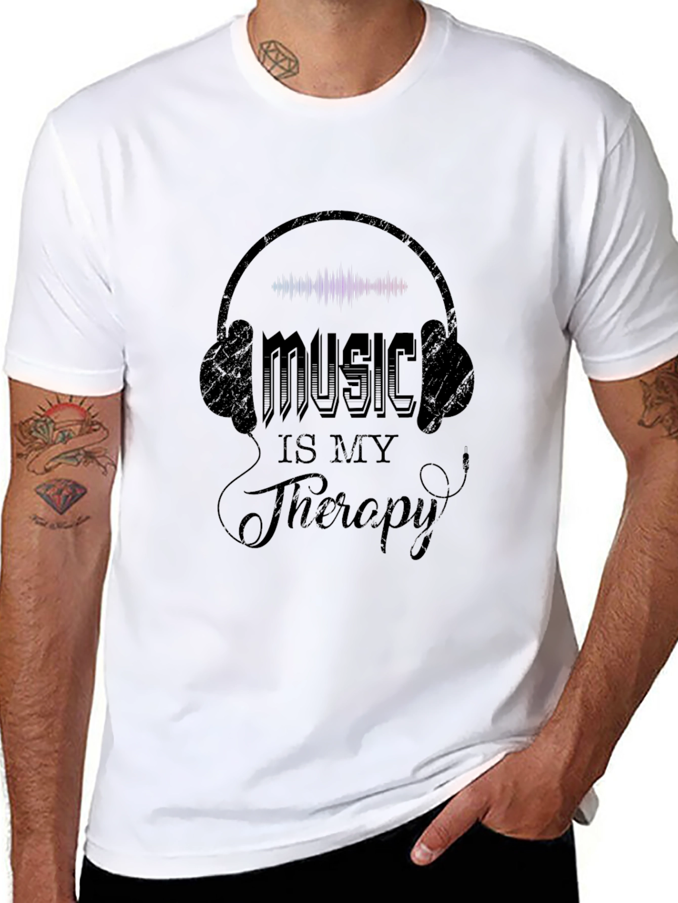 Black Music is My Therapy Black T-Shirt view 8