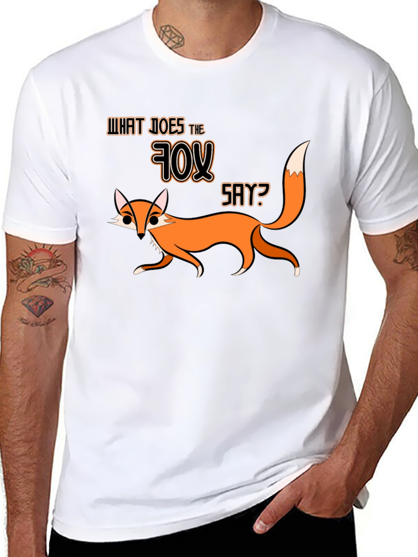 Black What Does The Fox Say Black Graphic T-Shirt view 8