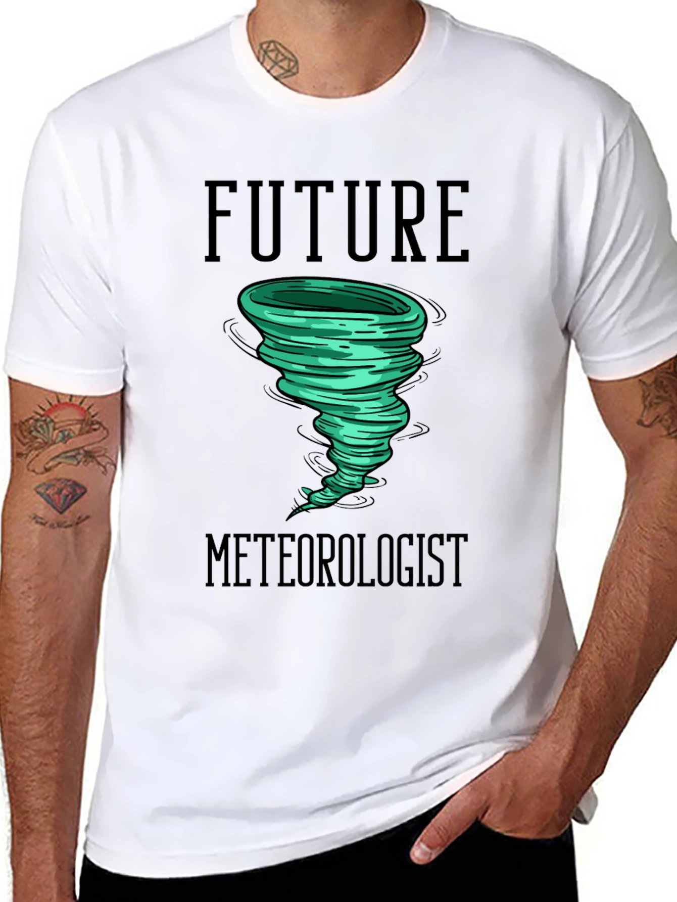 Black Future Meteorologist Tornado Graphic T-Shirt view 8