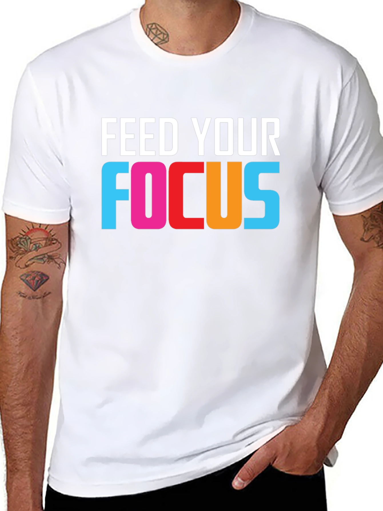 Black Feed Your Focus Graphic Tee - Motivational T-Shirt view 8