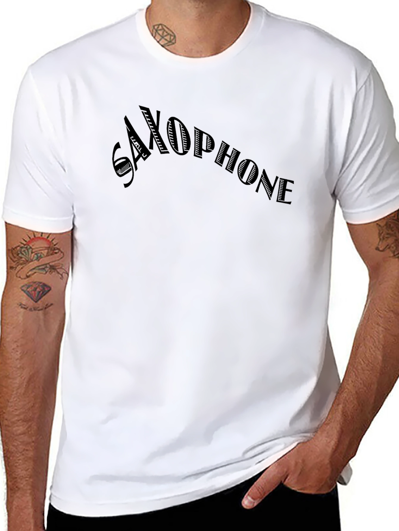 Black Saxophone Graphic Tee - Solid Black view 8