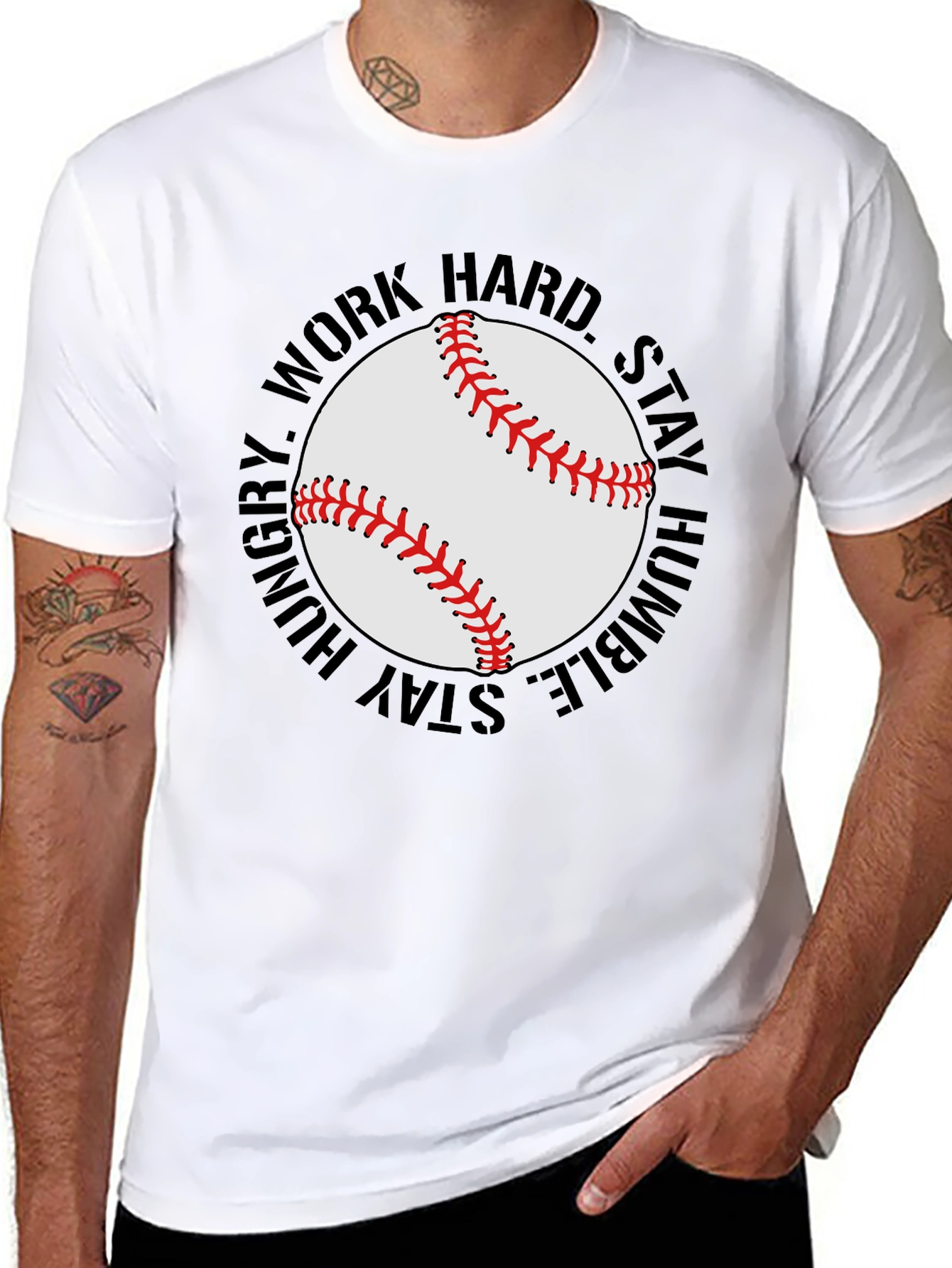 Black Baseball Graphic T-Shirt - Work Hard, Stay Humble view 8