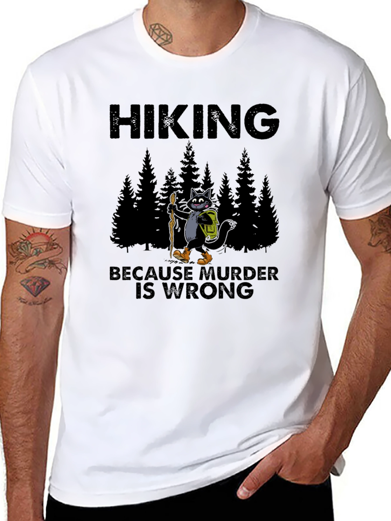 Black Hiking Because Murder Is Wrong T-Shirt view 8