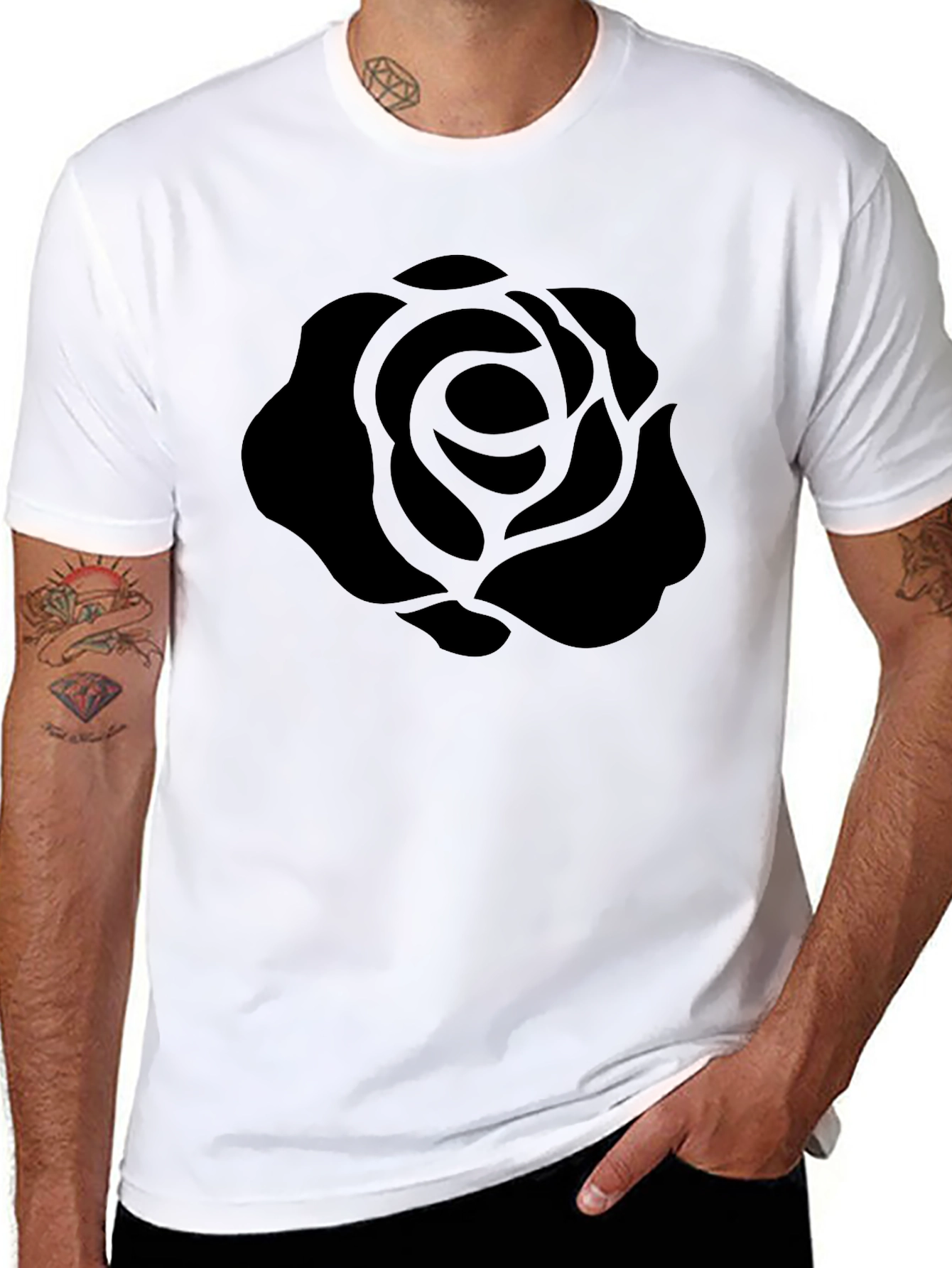 Black Black Rose Graphic T-Shirt - Stylish Men's Tee view 8