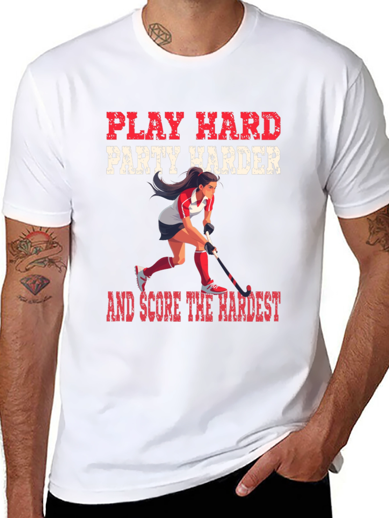 Black Play Hard Hockey Graphic Tee view 8