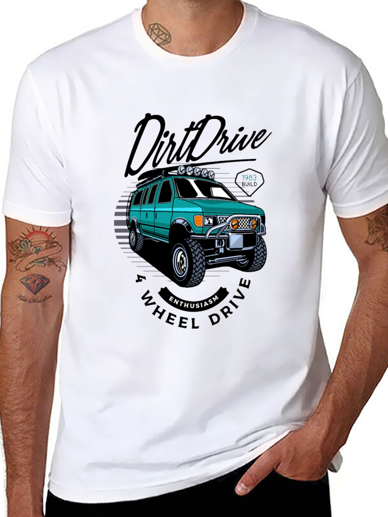 Black Dirt Drive 4-Wheel Enthusiast T-Shirt view 8