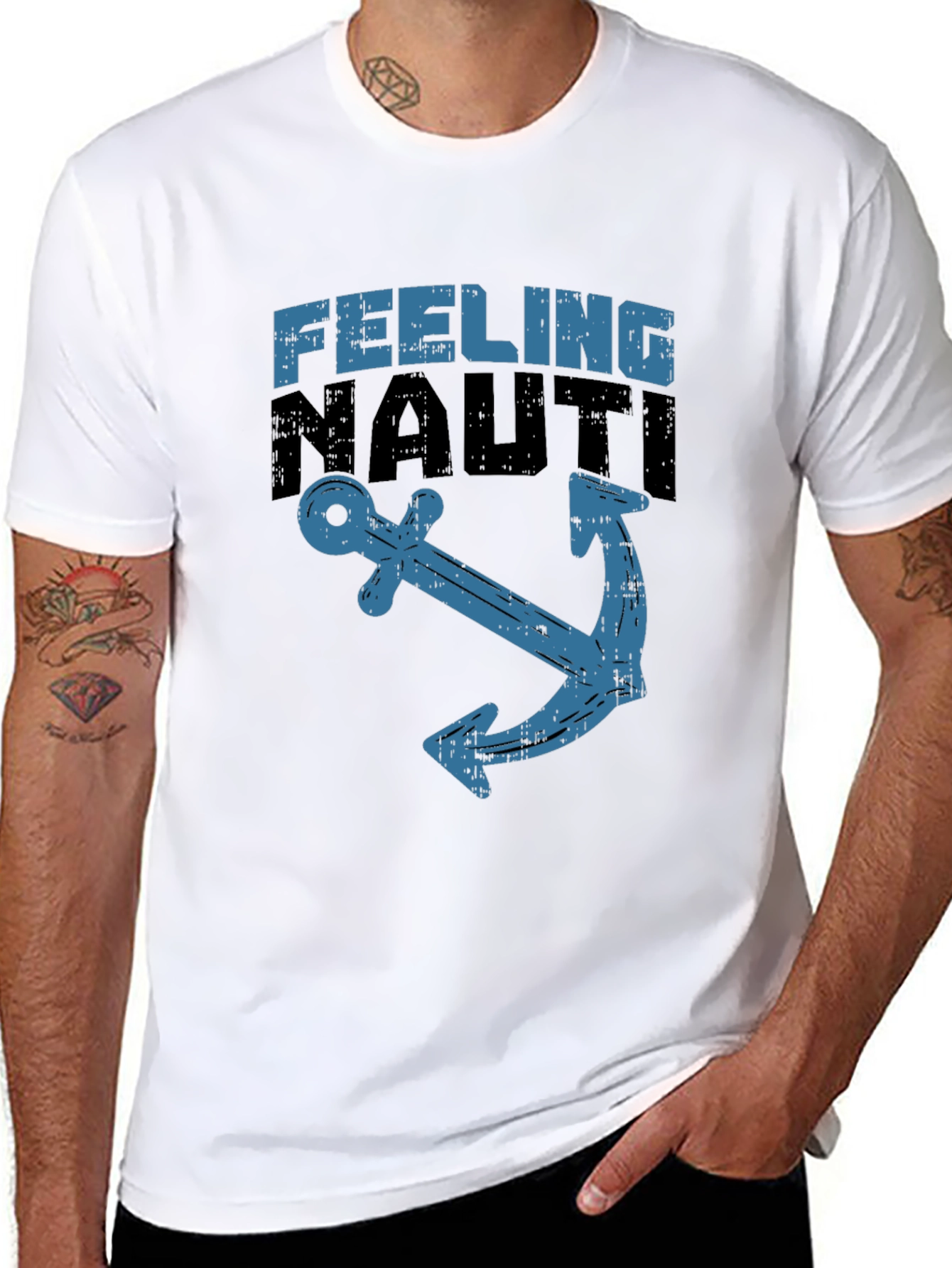Black Feeling Nauti Anchor Graphic Tee - Black view 8