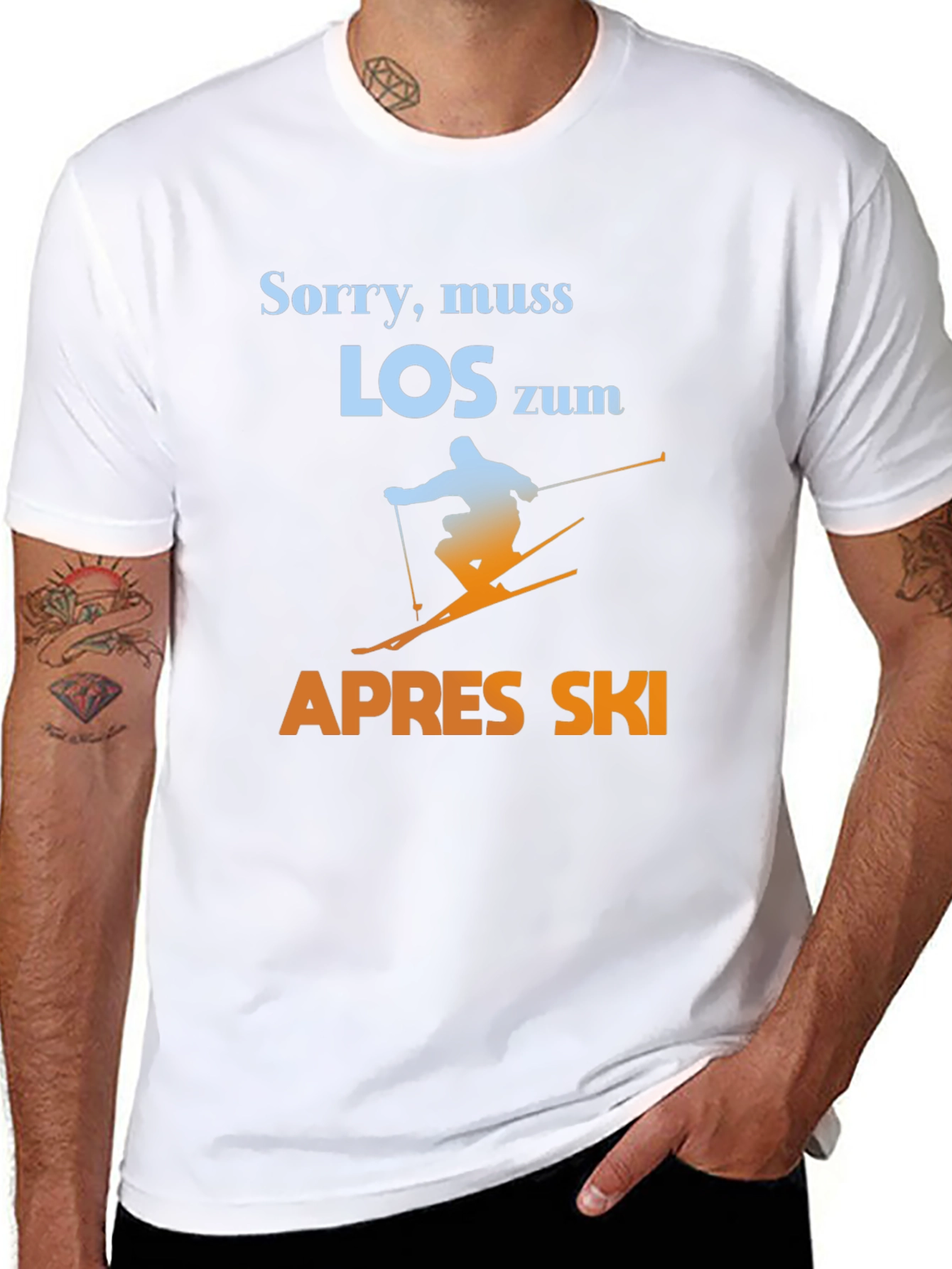 Black Sorry, Muss Los Zum Apres Ski T-Shirt - Skiing Graphic Tee view 8