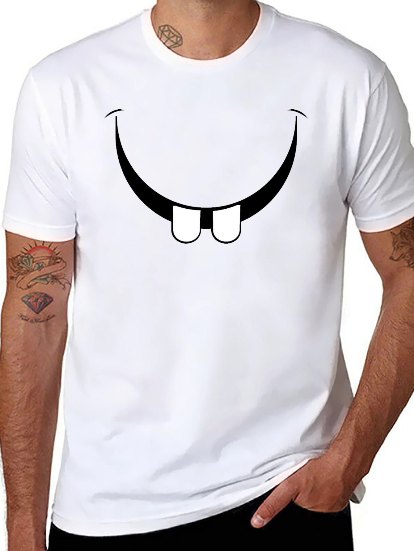 Black Funny Toothy Smile Black T-Shirt view 8