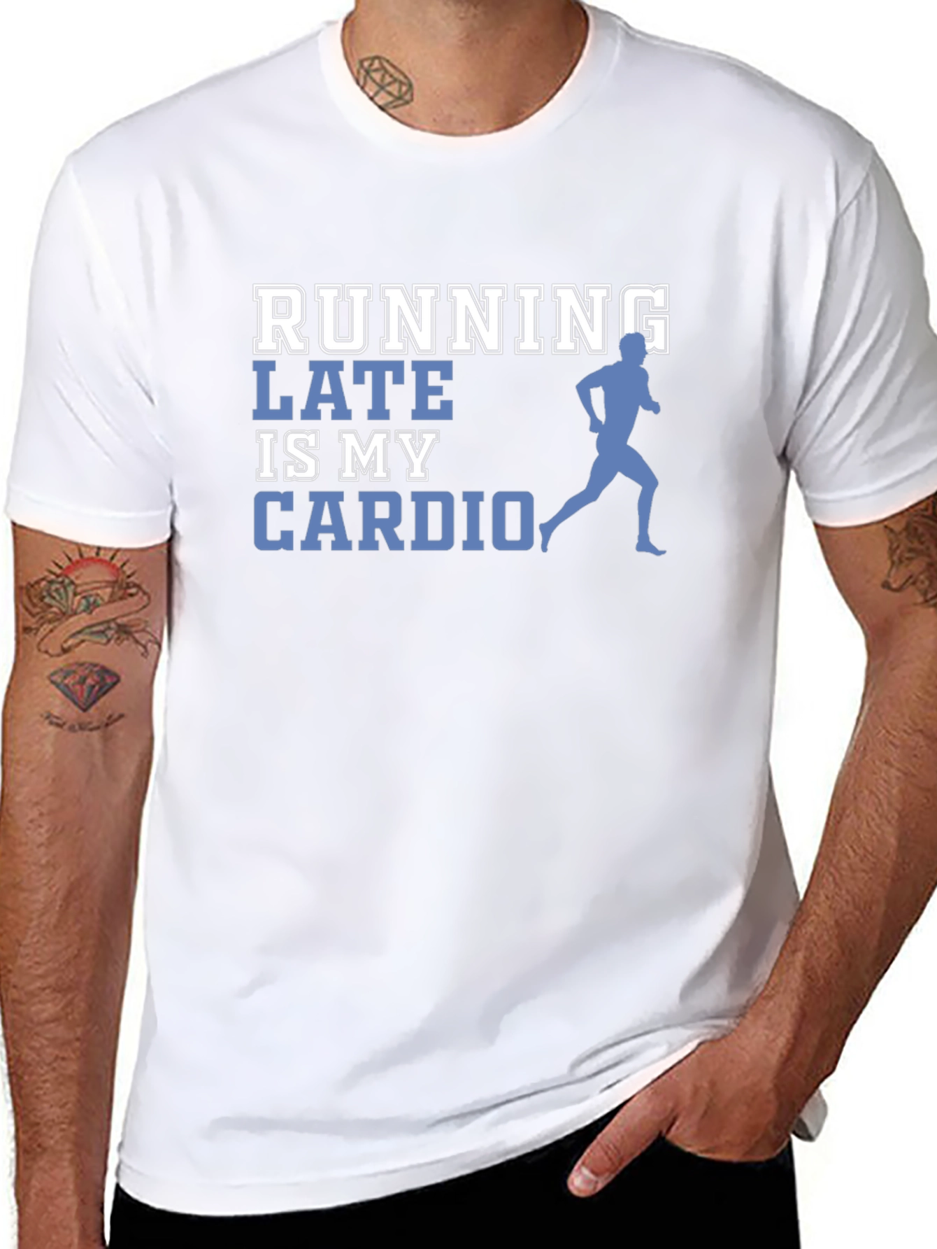 Black Running Late is My Cardio Graphic Tee view 8