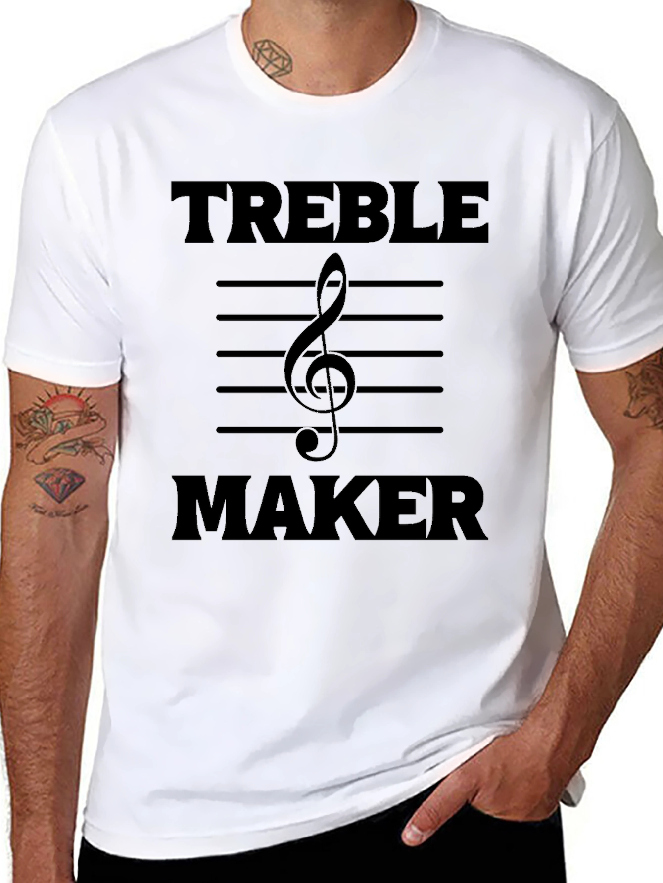Black Treble Maker T-Shirt - Music Lover Tee view 8