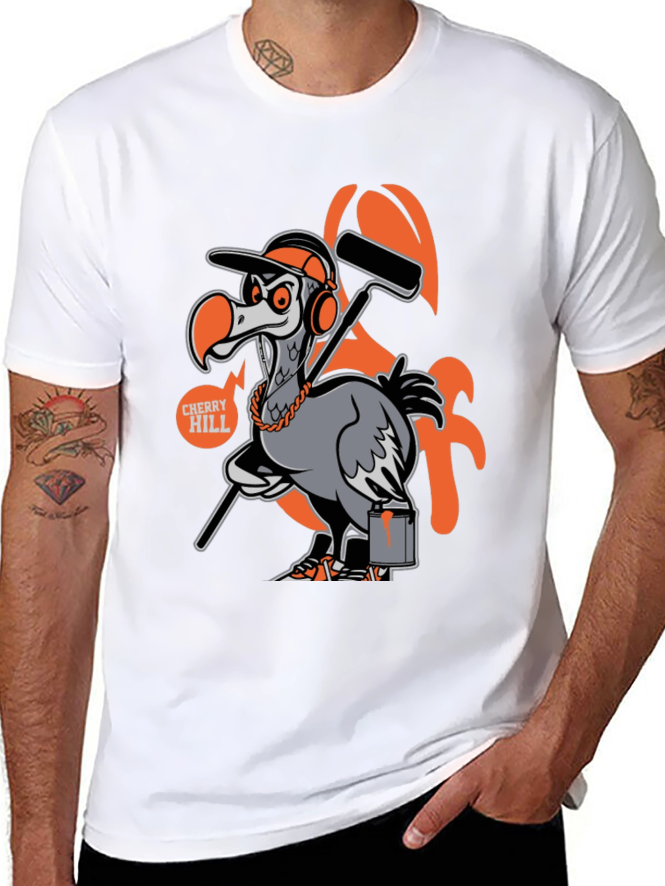 Black Dodo Bird Painter T-Shirt - Quirky Graphic Tee view 8