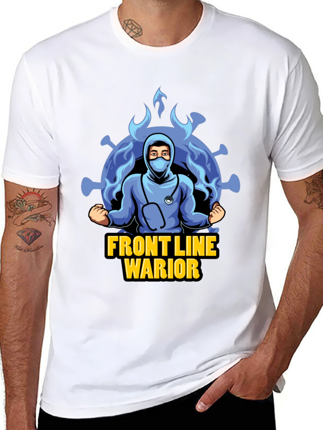 Black Front Line Warrior T-Shirt - Unisex Design view 8