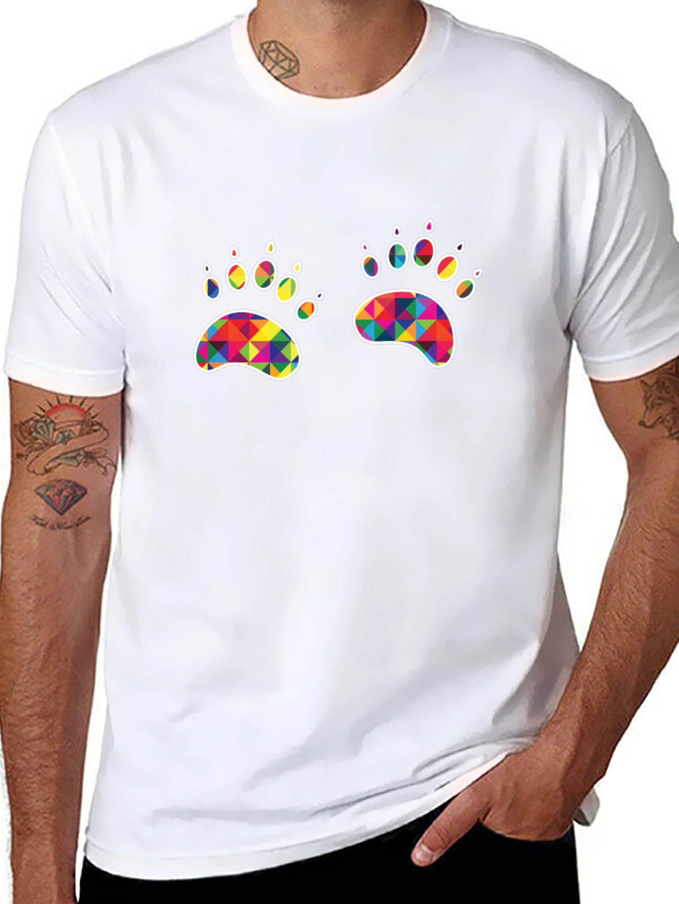 Black Rainbow Paw Print Graphic Tee - Unisex view 8