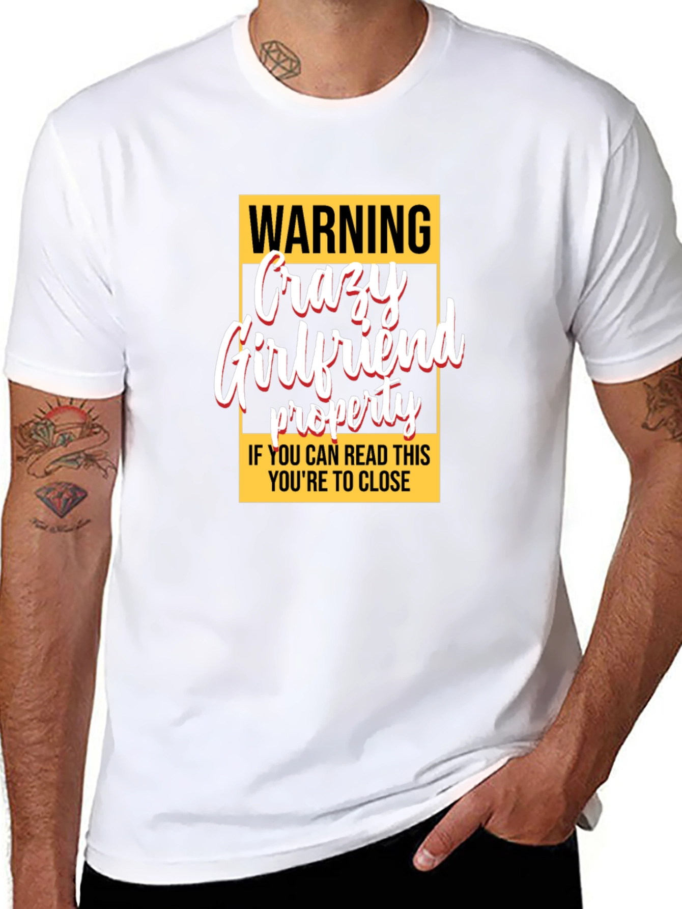 Black Warning Crazy Girlfriend Property Graphic Tee view 8
