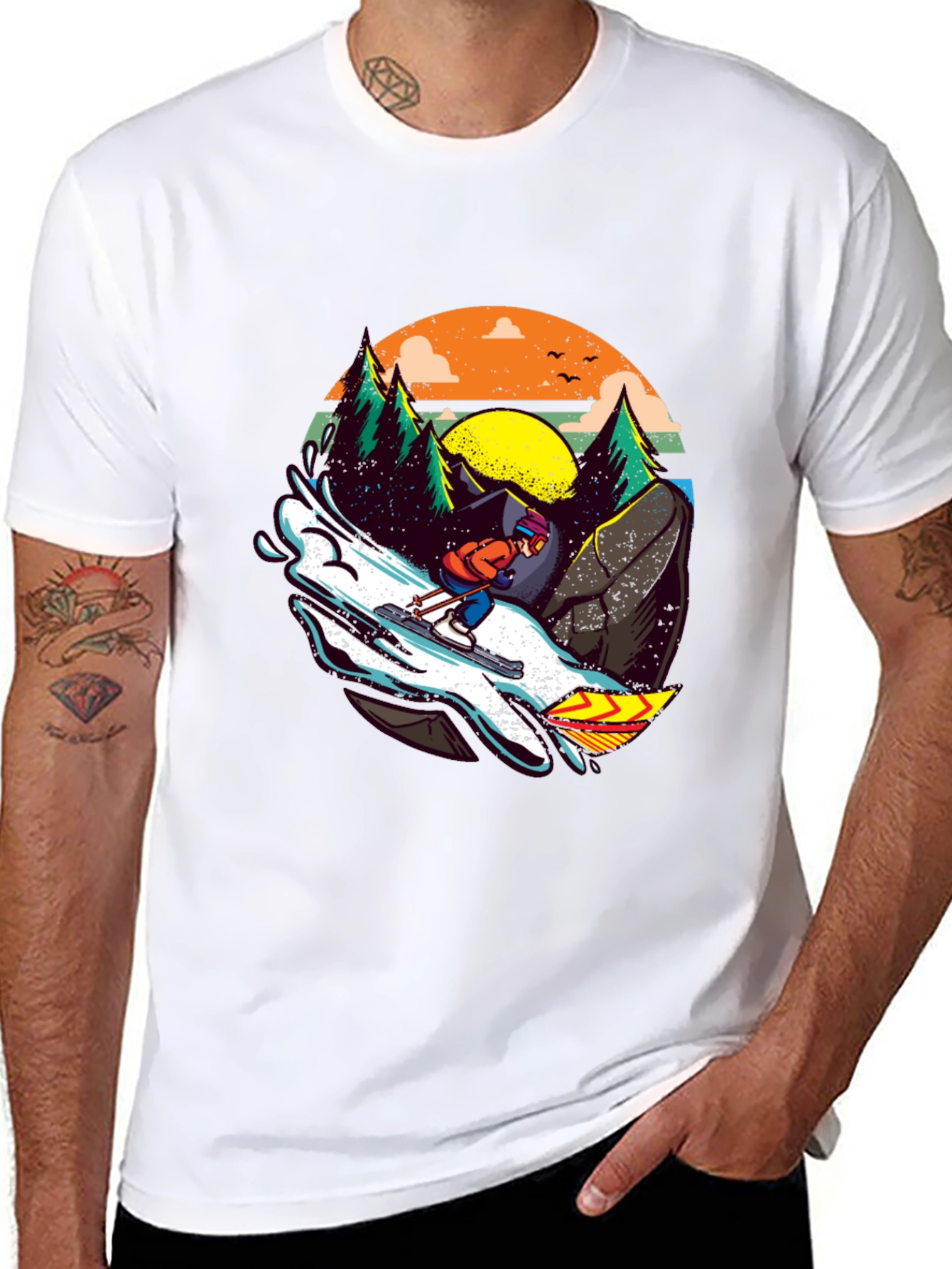 Black Skiing Adventure Graphic Tee view 8